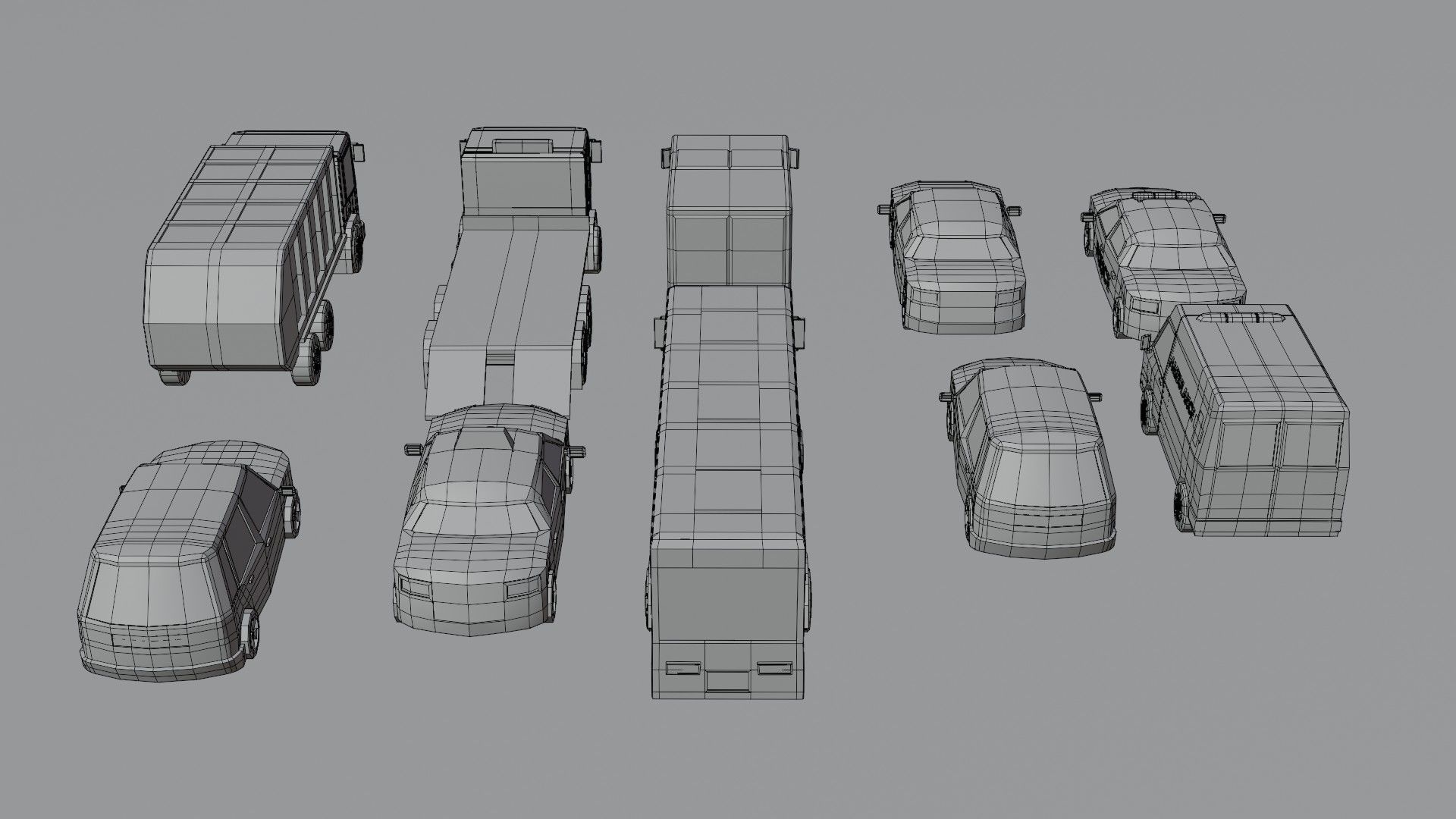 10 Low poly City Vehicles Low-poly 3D model_8