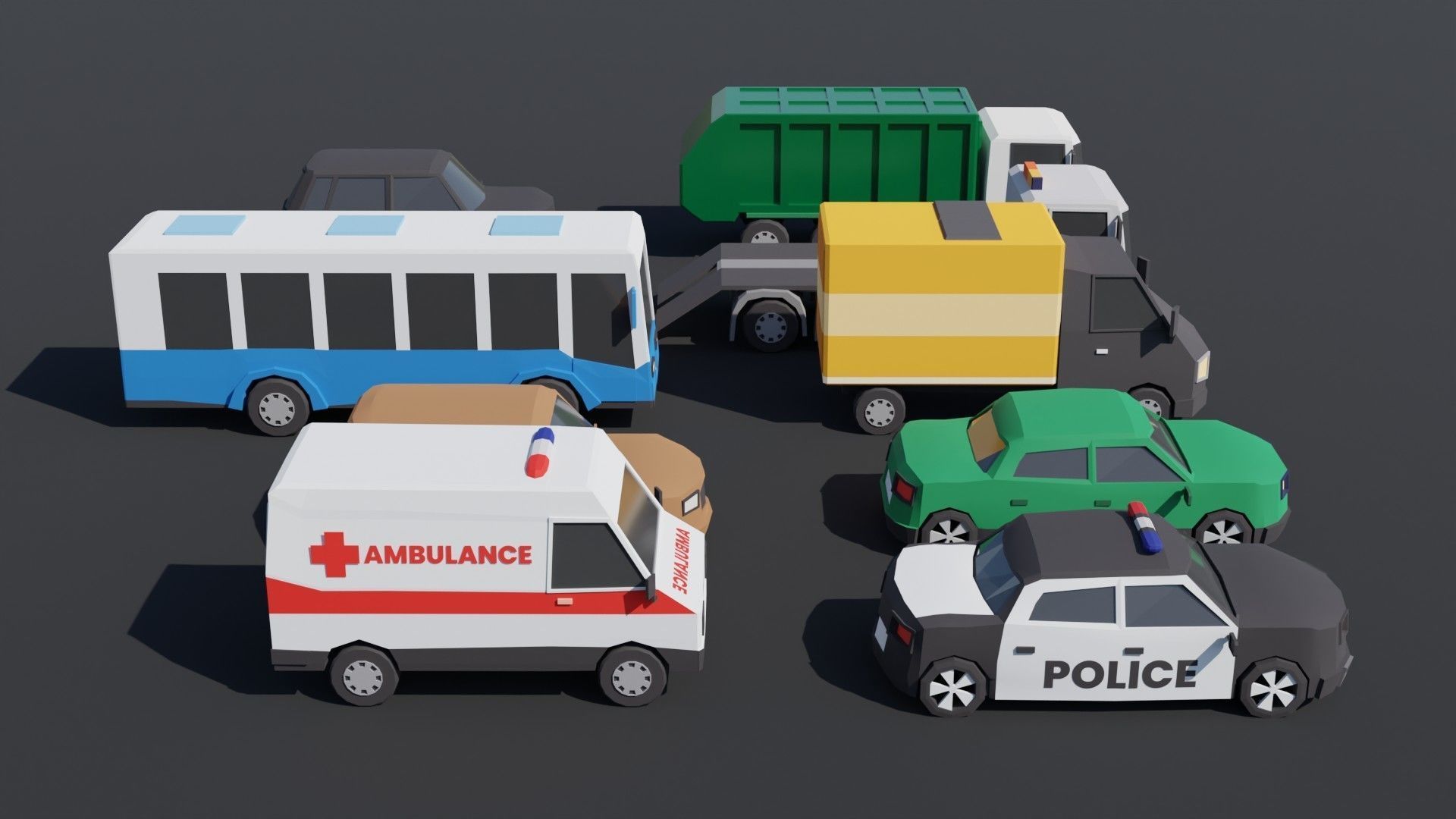 10 Low poly City Vehicles Low-poly 3D model_12