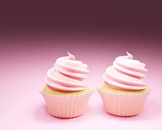 pink cupcake receipt on background 3d render 3D model