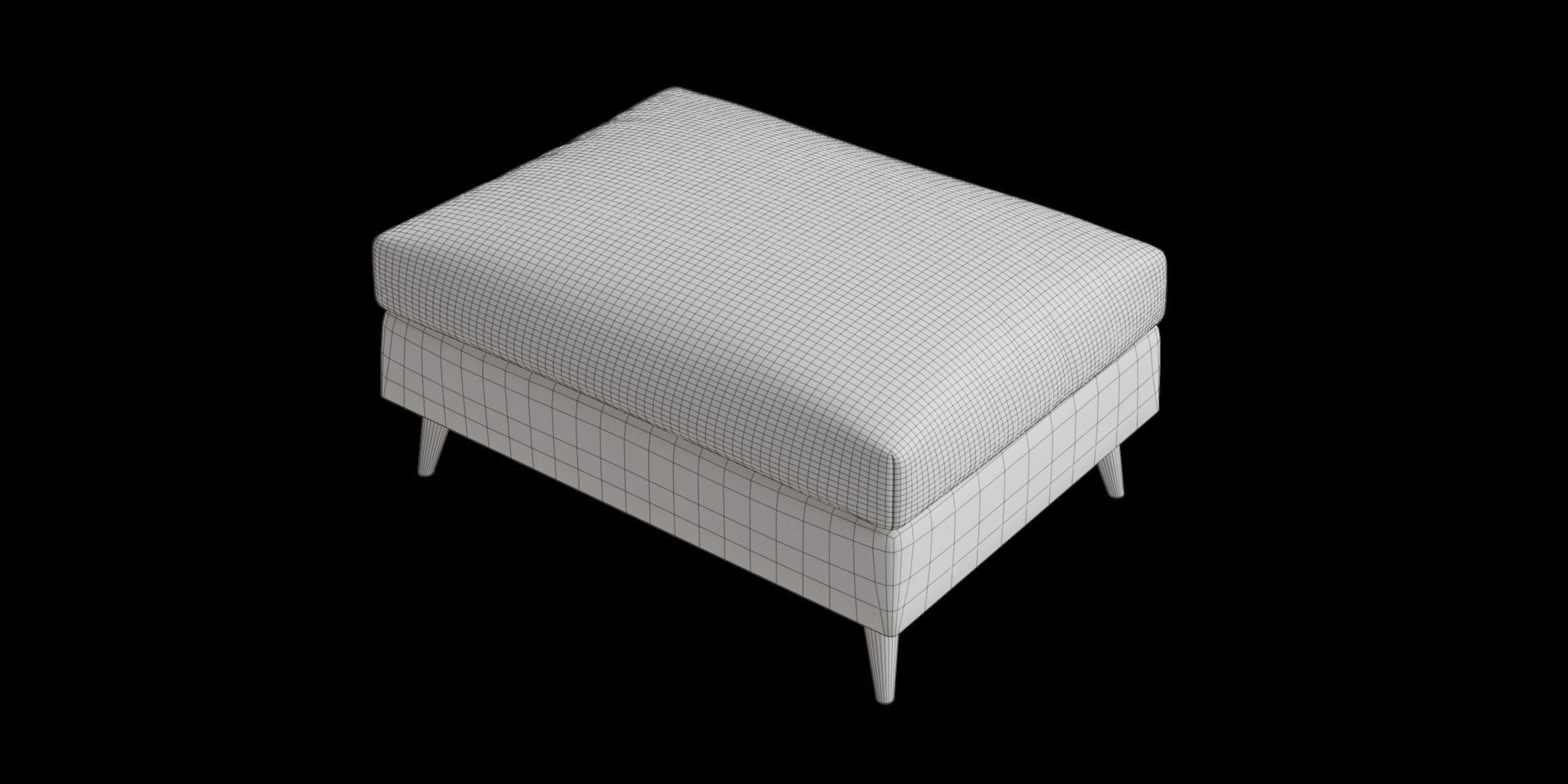 Rectangle Brown Pouf 3D model_8