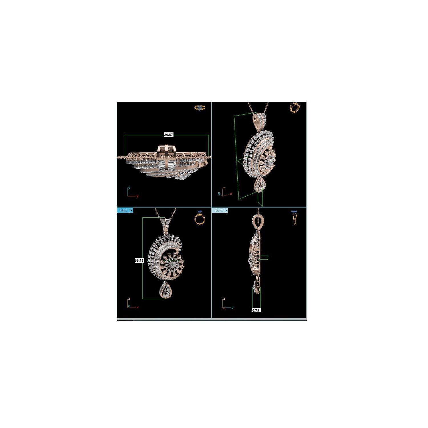 Women Pendant STL OBJ FBX Renders Details 3D print model_7