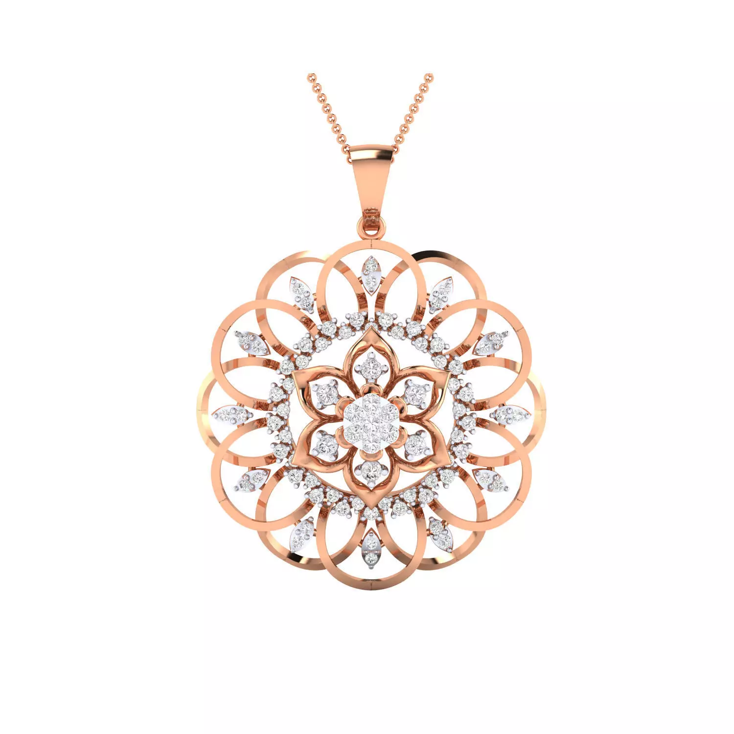 Women Flower Pendant STL OBJ FBX Renders Details 3D print model