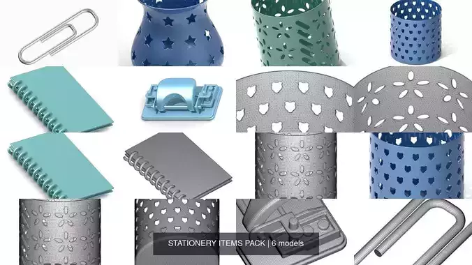 STATIONERY ITEMS PACK 3D Model Collection