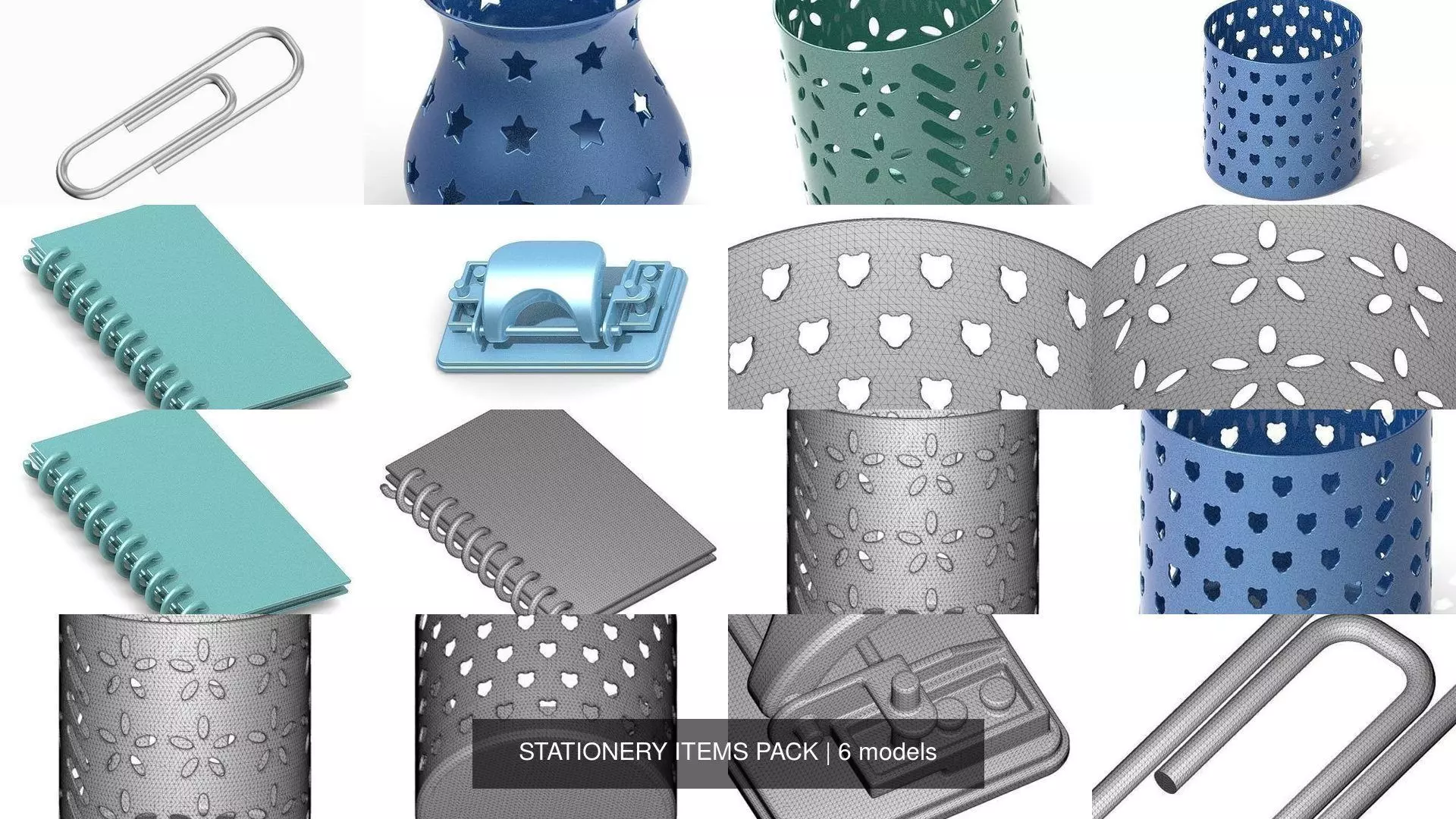 STATIONERY ITEMS PACK 3D Model Collection_0