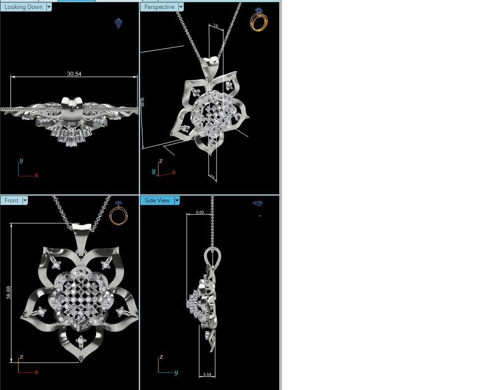 Women Flower Pendant STL OBJ FBX Renders Details 3D print model_18