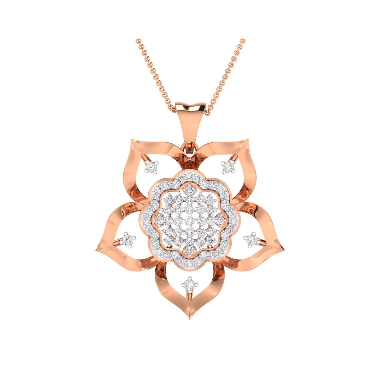 Women Flower Pendant STL OBJ FBX Renders Details 3D print model_7