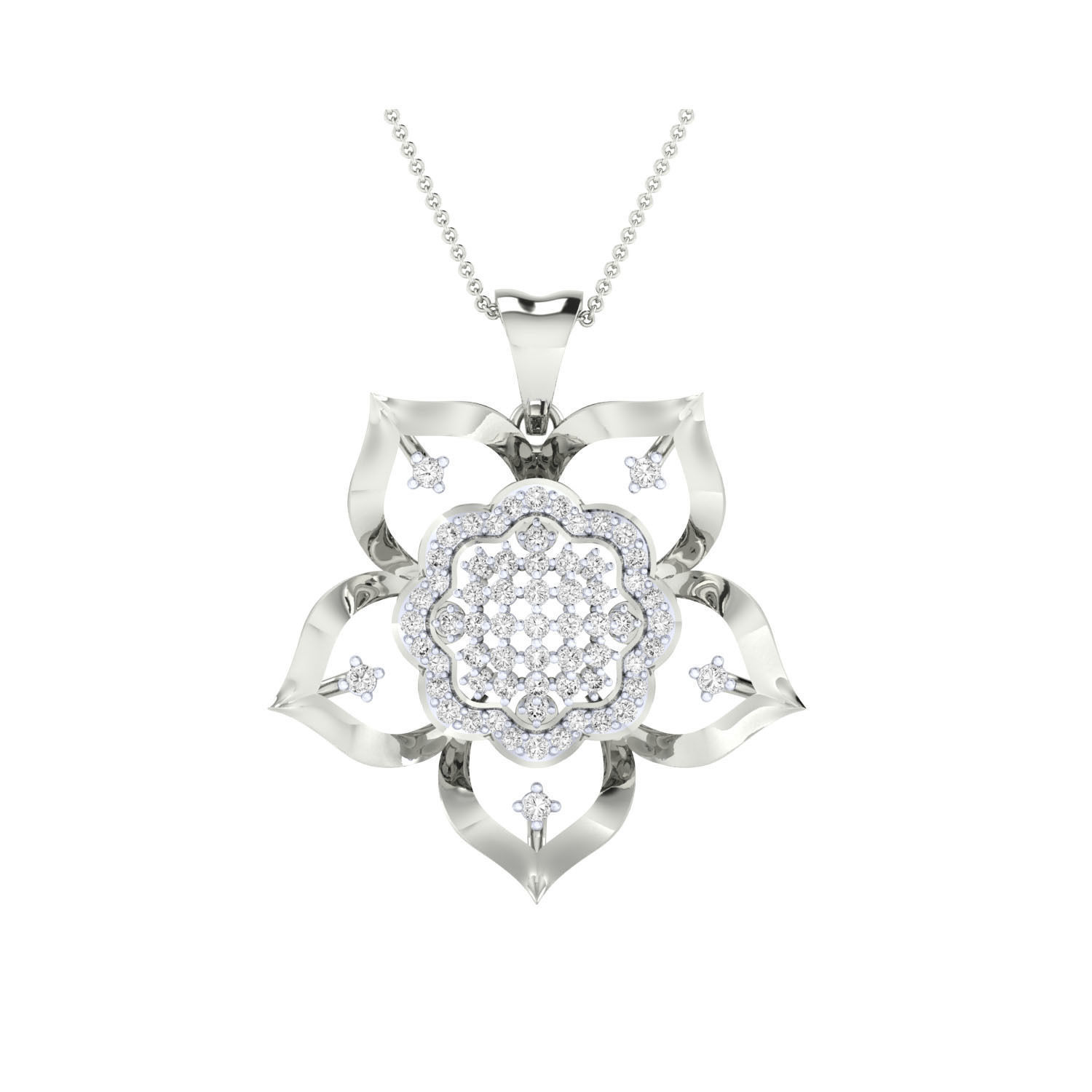 Women Flower Pendant STL OBJ FBX Renders Details 3D print model_8