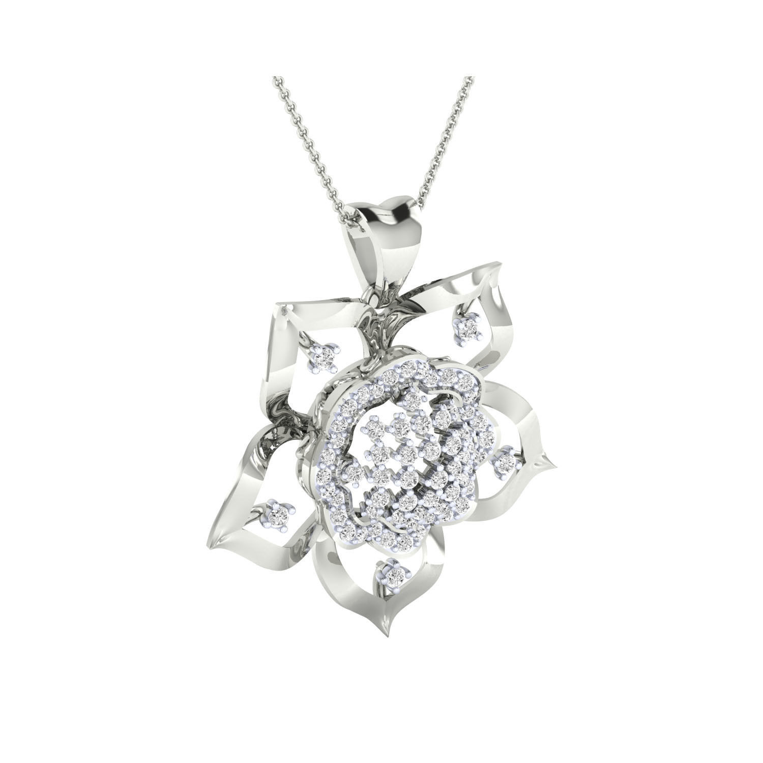 Women Flower Pendant STL OBJ FBX Renders Details 3D print model_14