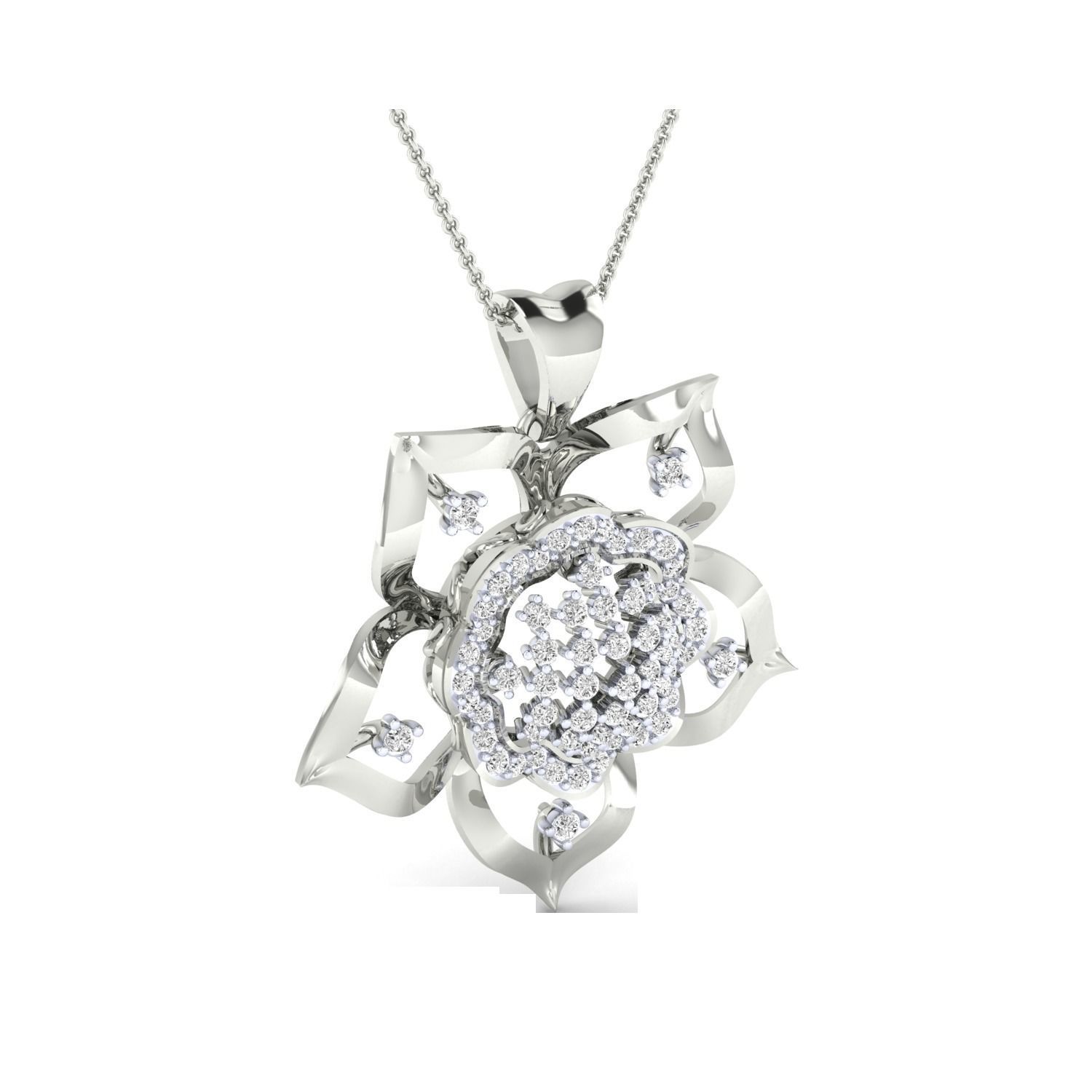 Women Flower Pendant STL OBJ FBX Renders Details 3D print model_15