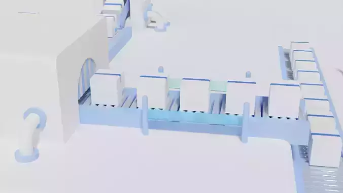 Cartoon assembly line 3D model