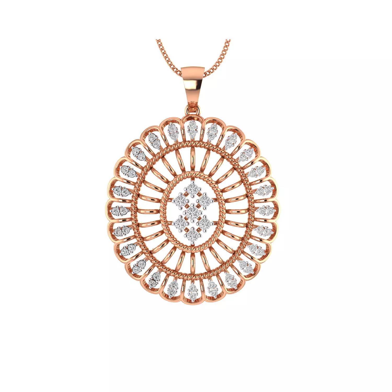 Women Flower Pendant STL OBJ FBX Renders Details 3D print model