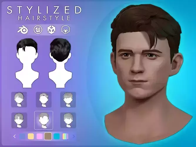 Game Hair - Stylized Male Hairstyle V11 Low-poly 3D model