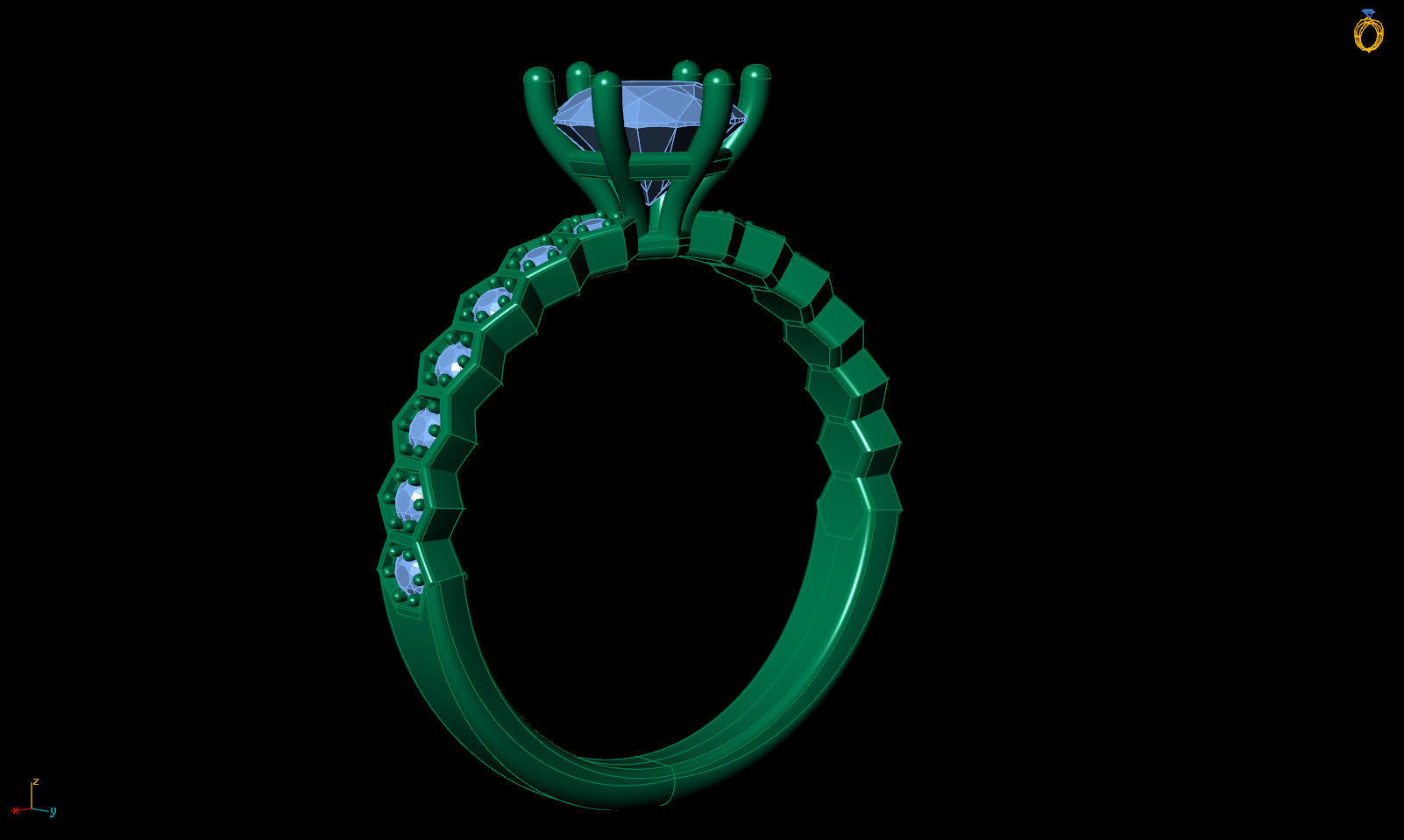 Honeycombs Engagement ring R 0325 printable 3d model 3D print model_12