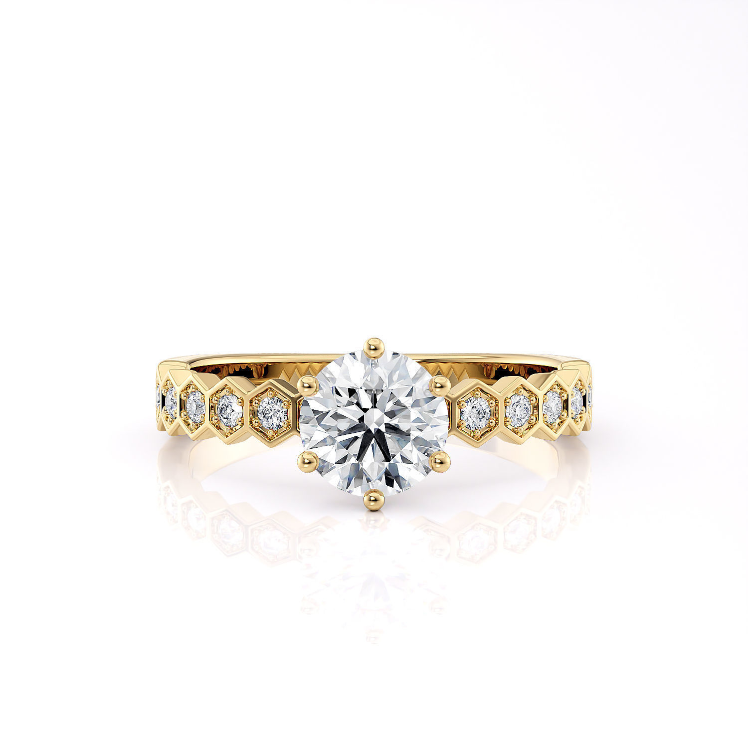 Honeycombs Engagement ring R 0325 printable 3d model 3D print model_2