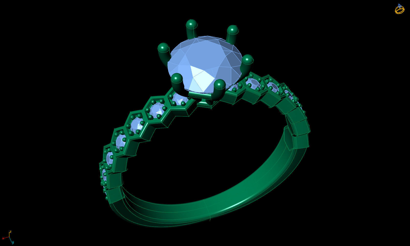 Honeycombs Engagement ring R 0325 printable 3d model 3D print model_11