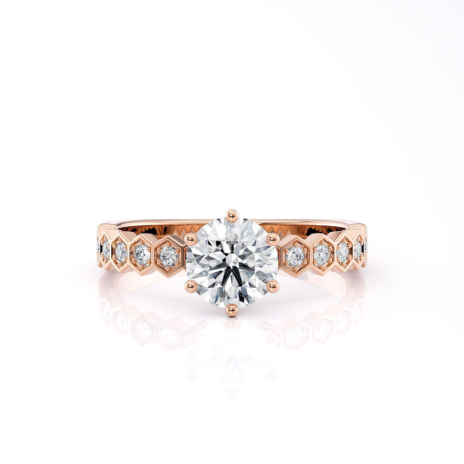 Honeycombs Engagement ring R 0325 printable 3d model 3D print model_3