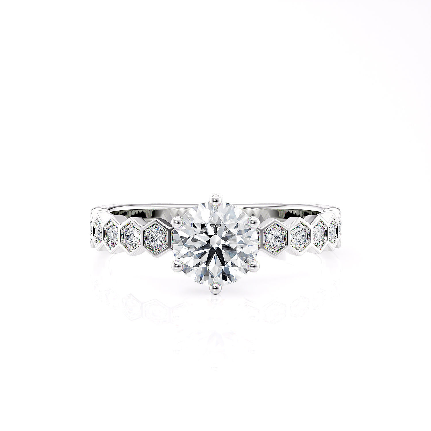 Honeycombs Engagement ring R 0325 printable 3d model 3D print model_4