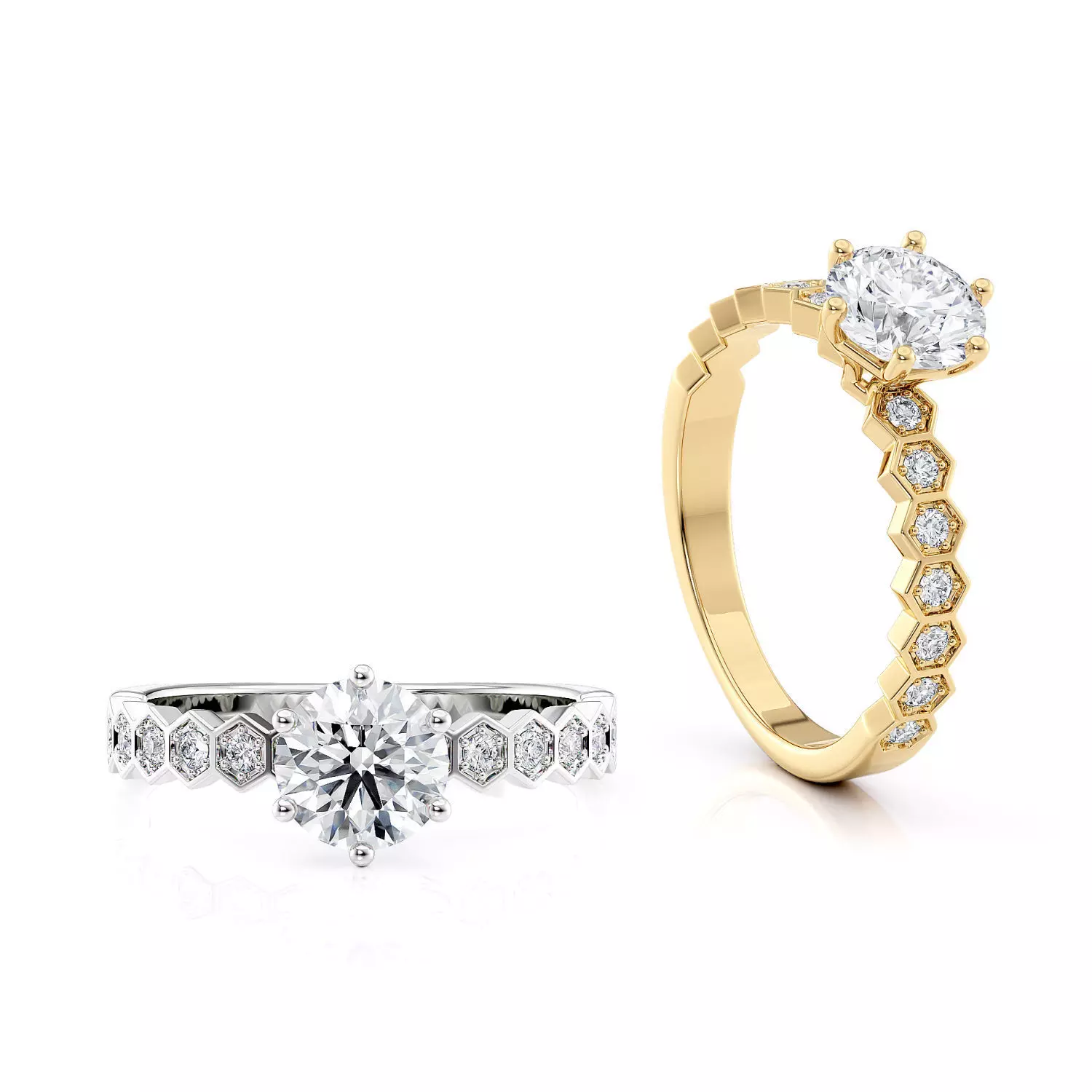 Honeycombs Engagement ring R 0325 printable 3d model 3D print model_0