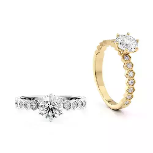 Honeycombs Engagement ring R 0325 printable 3d model 3D print model