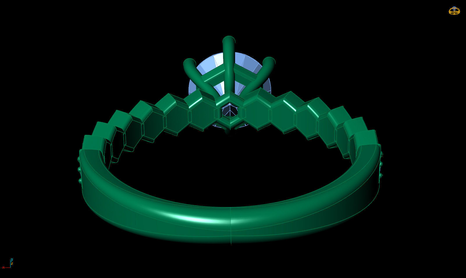 Honeycombs Engagement ring R 0325 printable 3d model 3D print model_13