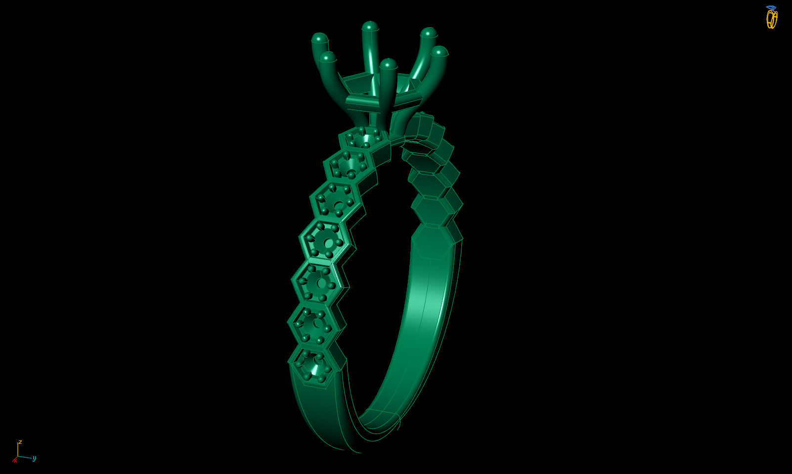 Honeycombs Engagement ring R 0325 printable 3d model 3D print model_15