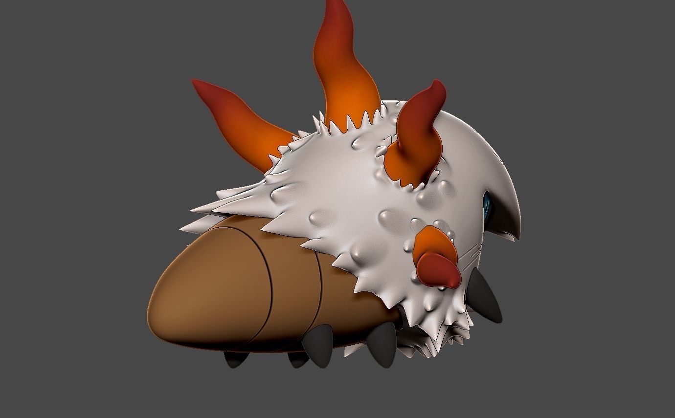 Pokemon larvesta 3D print model_7