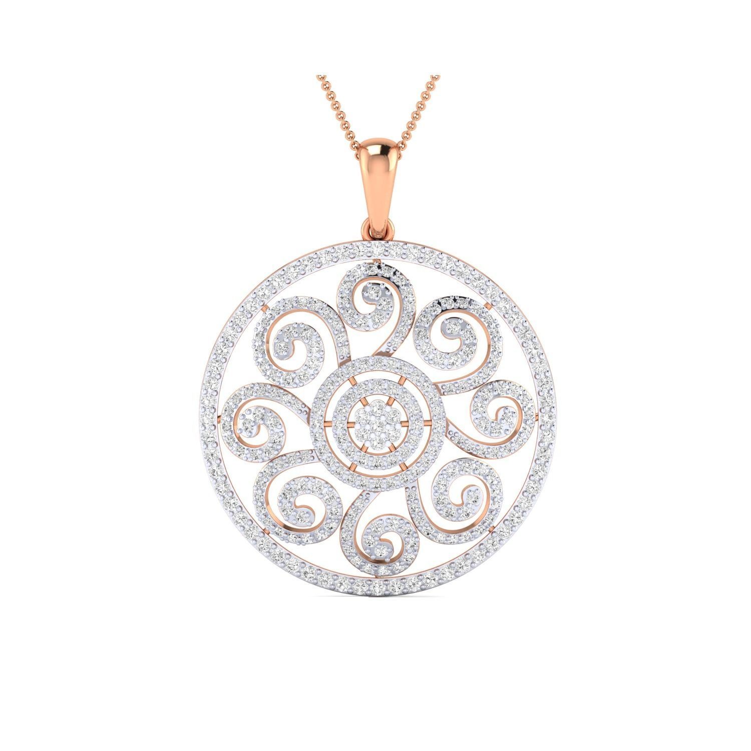 Women Flower Pendant STL OBJ FBX Renders Details 3D print model_1