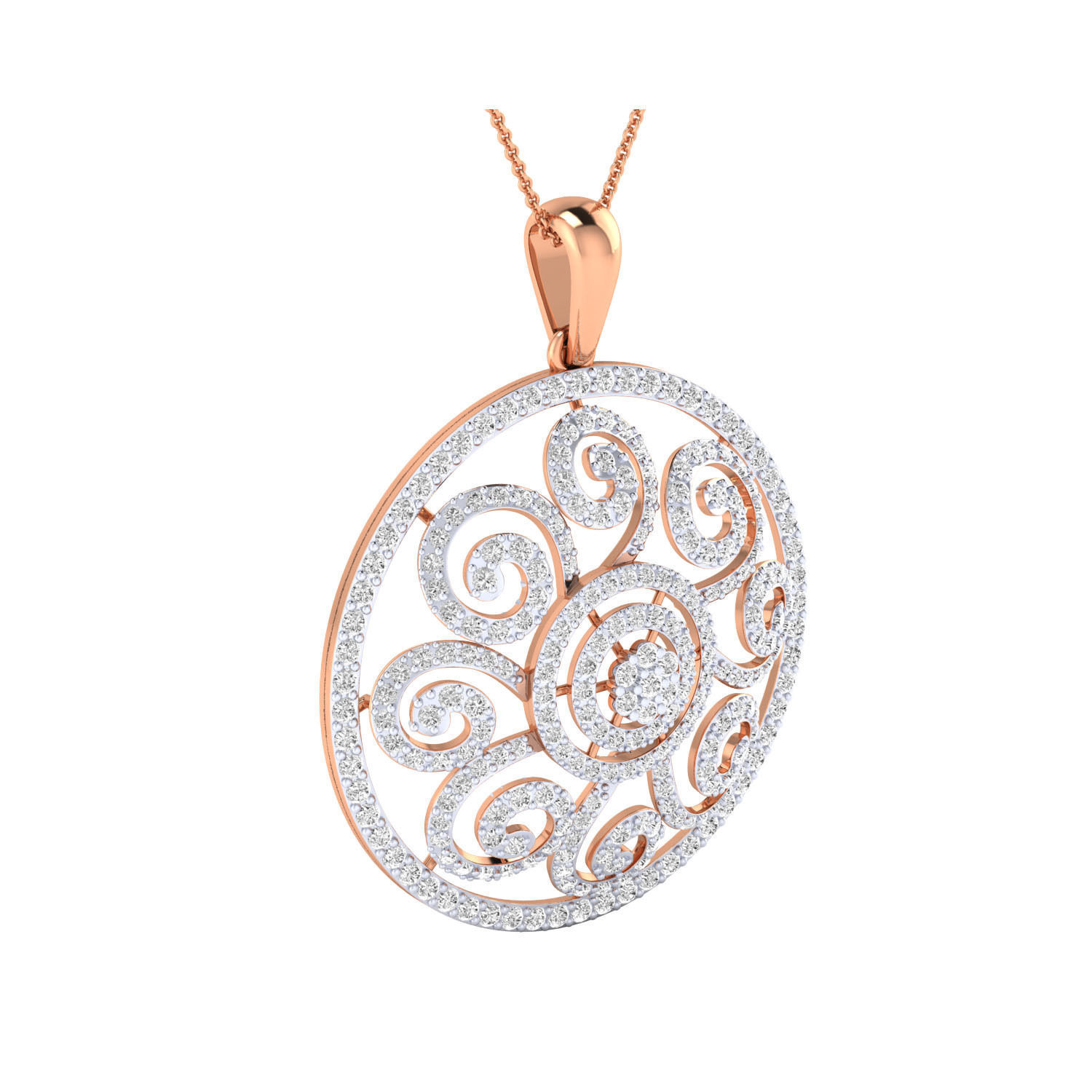 Women Flower Pendant STL OBJ FBX Renders Details 3D print model_2
