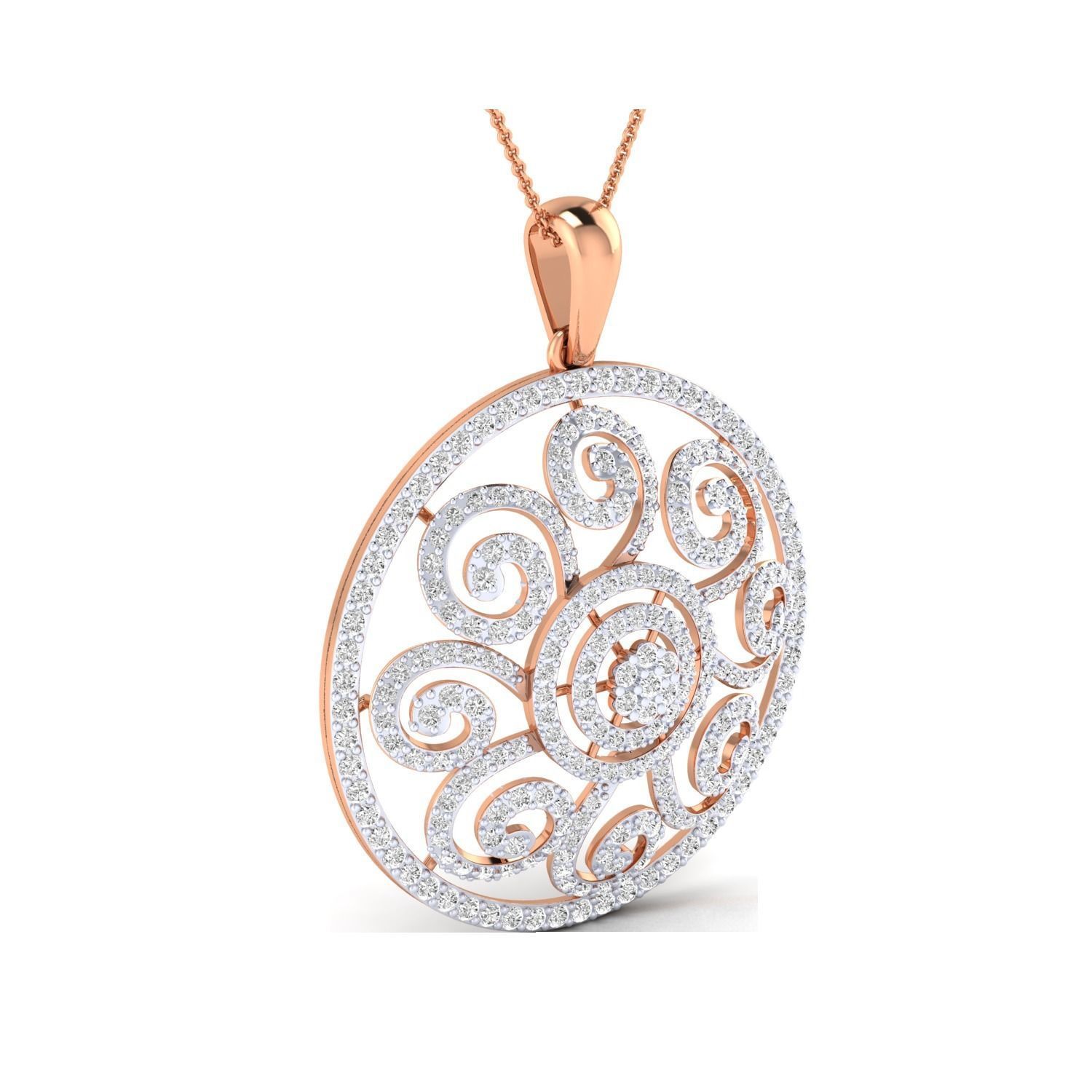 Women Flower Pendant STL OBJ FBX Renders Details 3D print model_3
