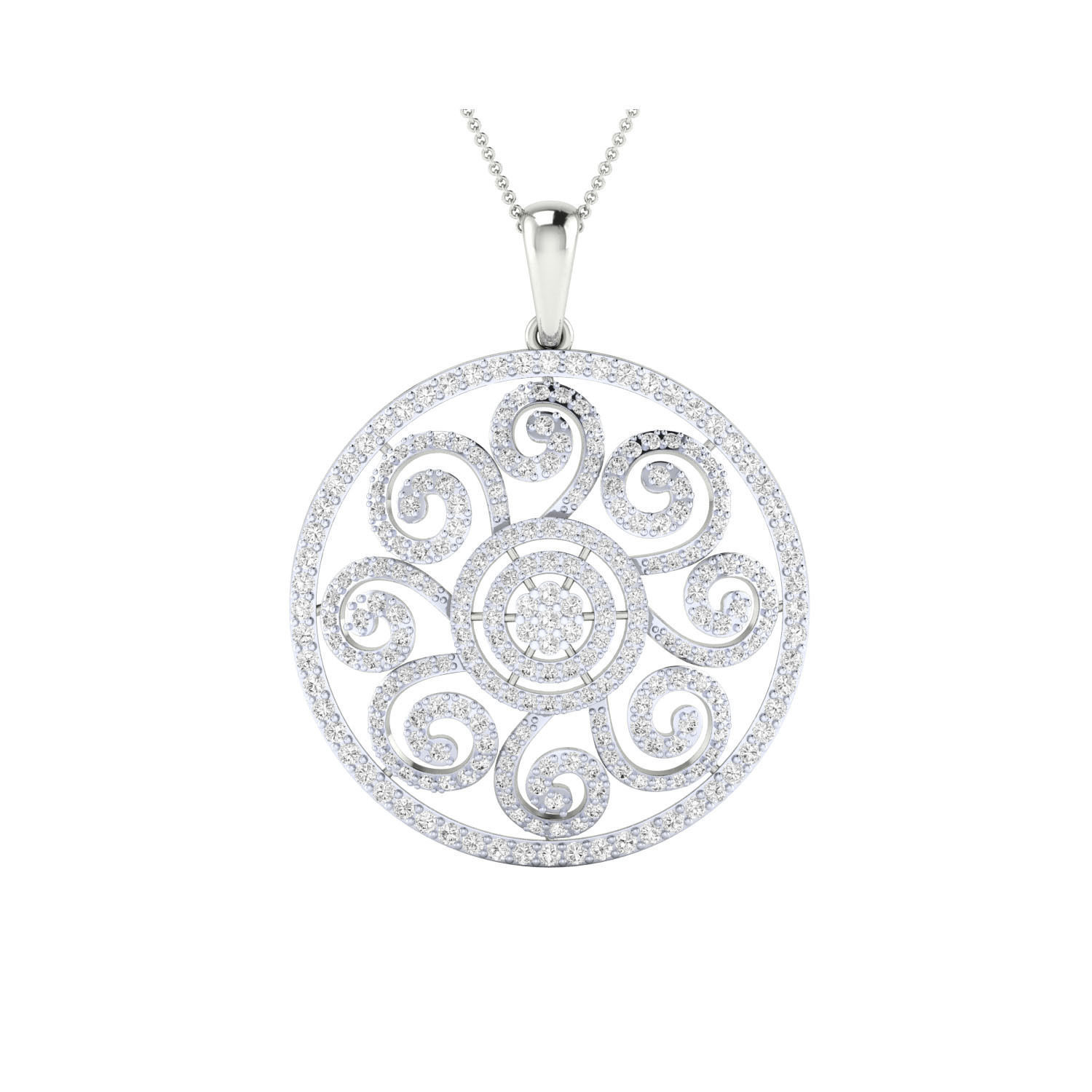 Women Flower Pendant STL OBJ FBX Renders Details 3D print model_7