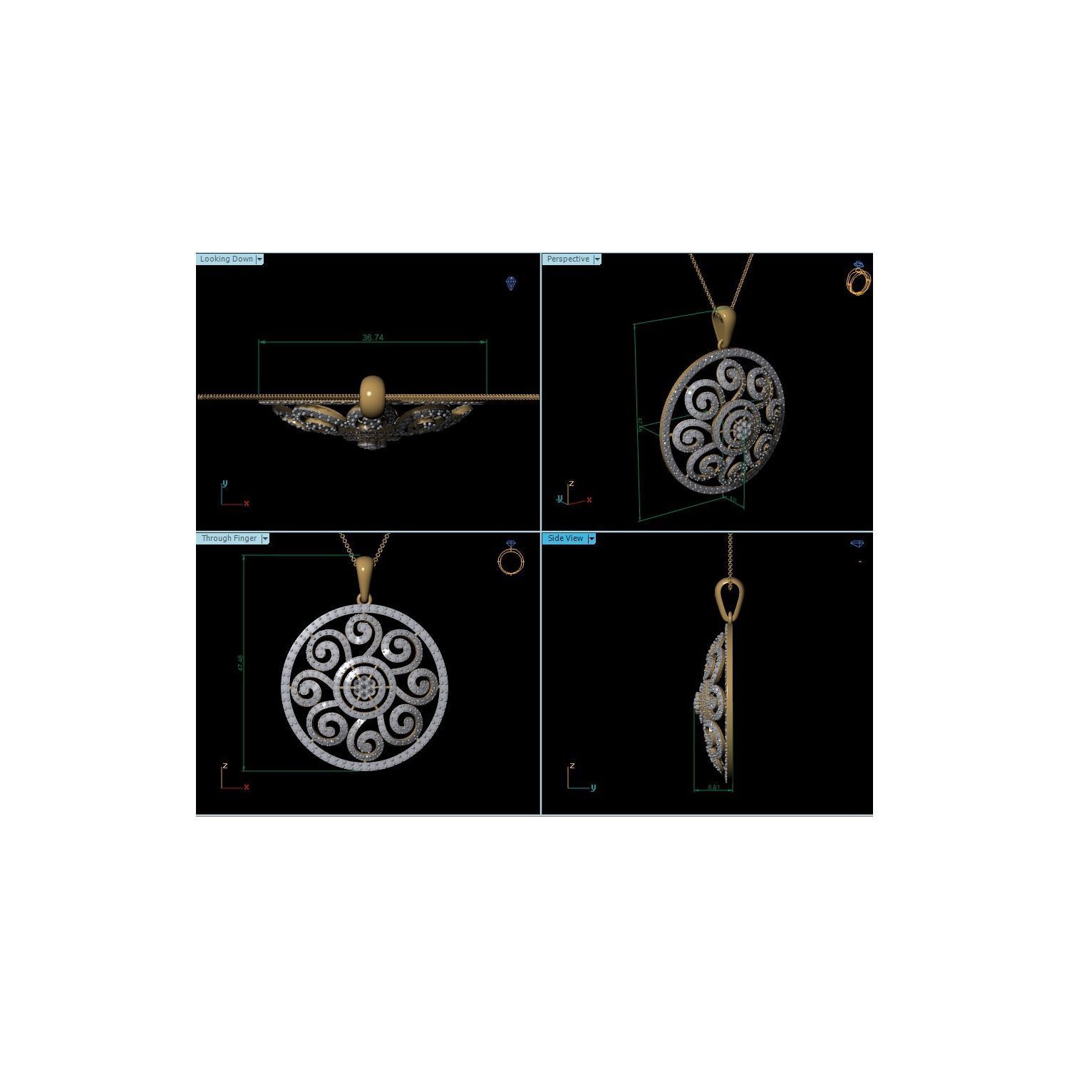 Women Flower Pendant STL OBJ FBX Renders Details 3D print model_6