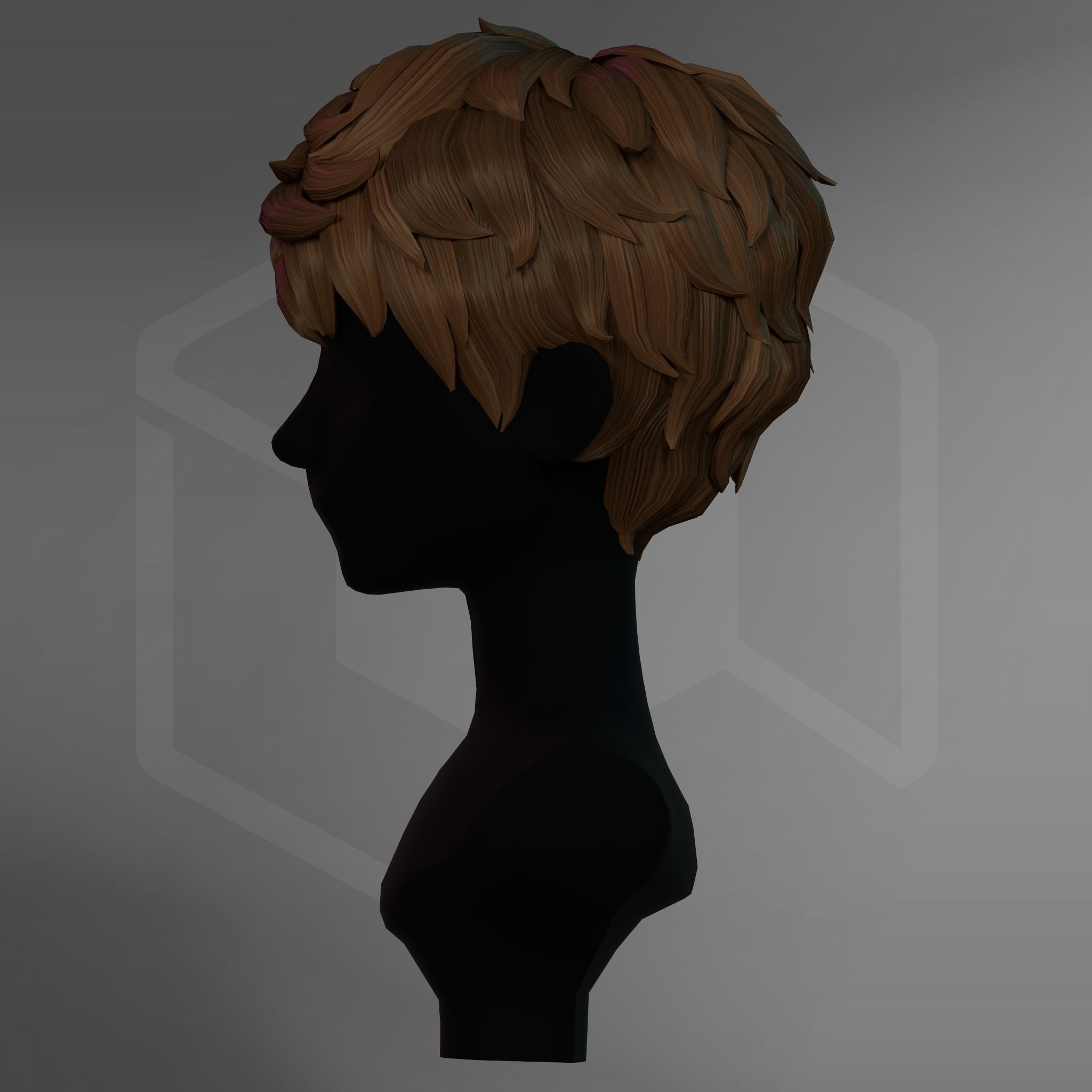 Game Hair - Stylized Male Hairstyle V12 Low-poly 3D model_9