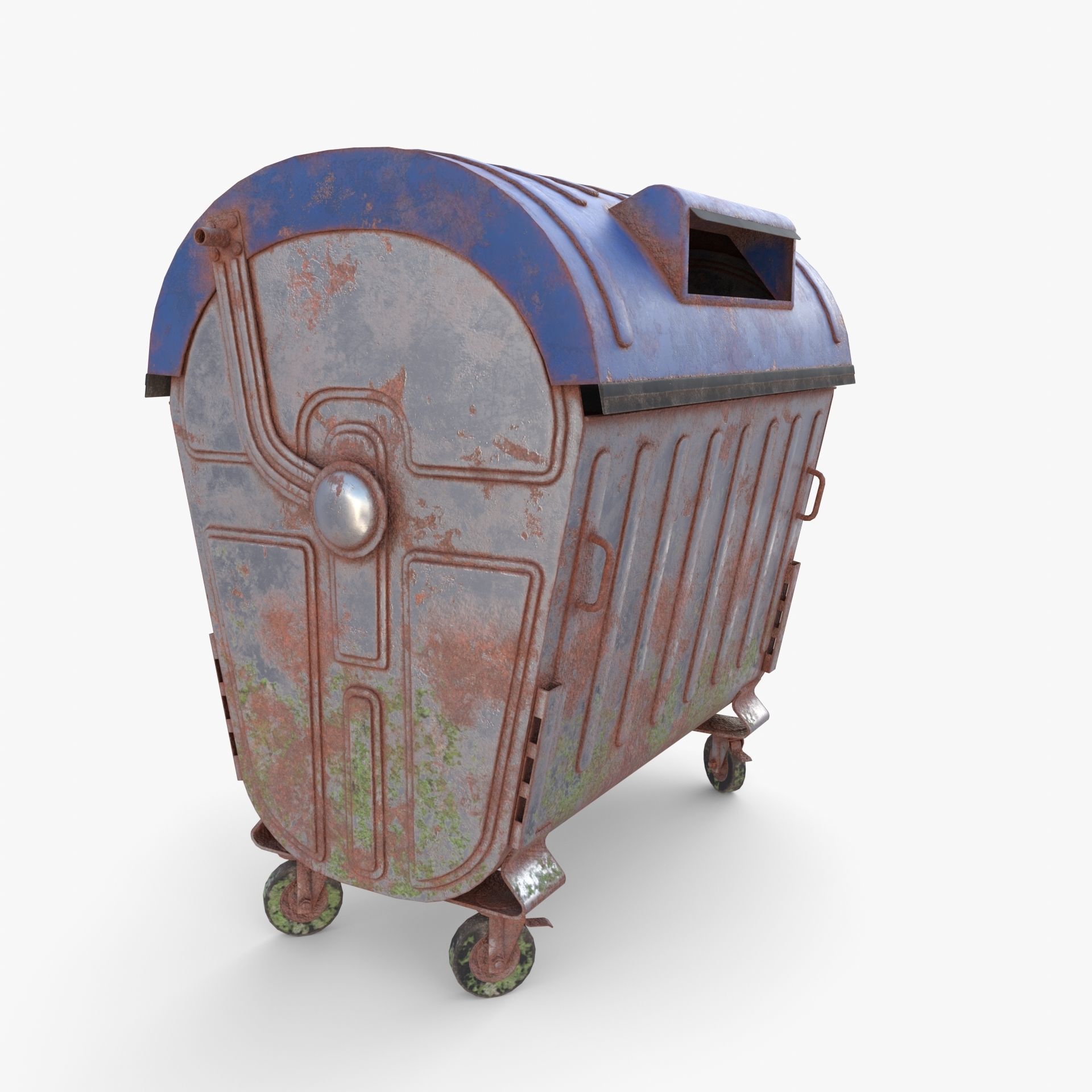 Dumpster v6 weathered Low-poly 3D model_7