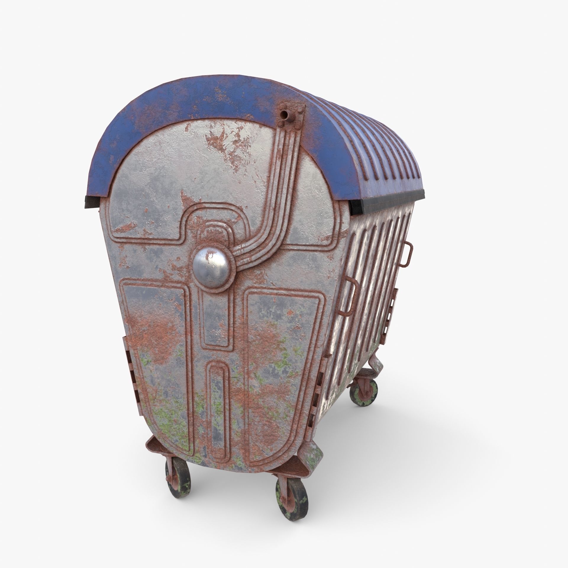 Dumpster v6 weathered Low-poly 3D model_3