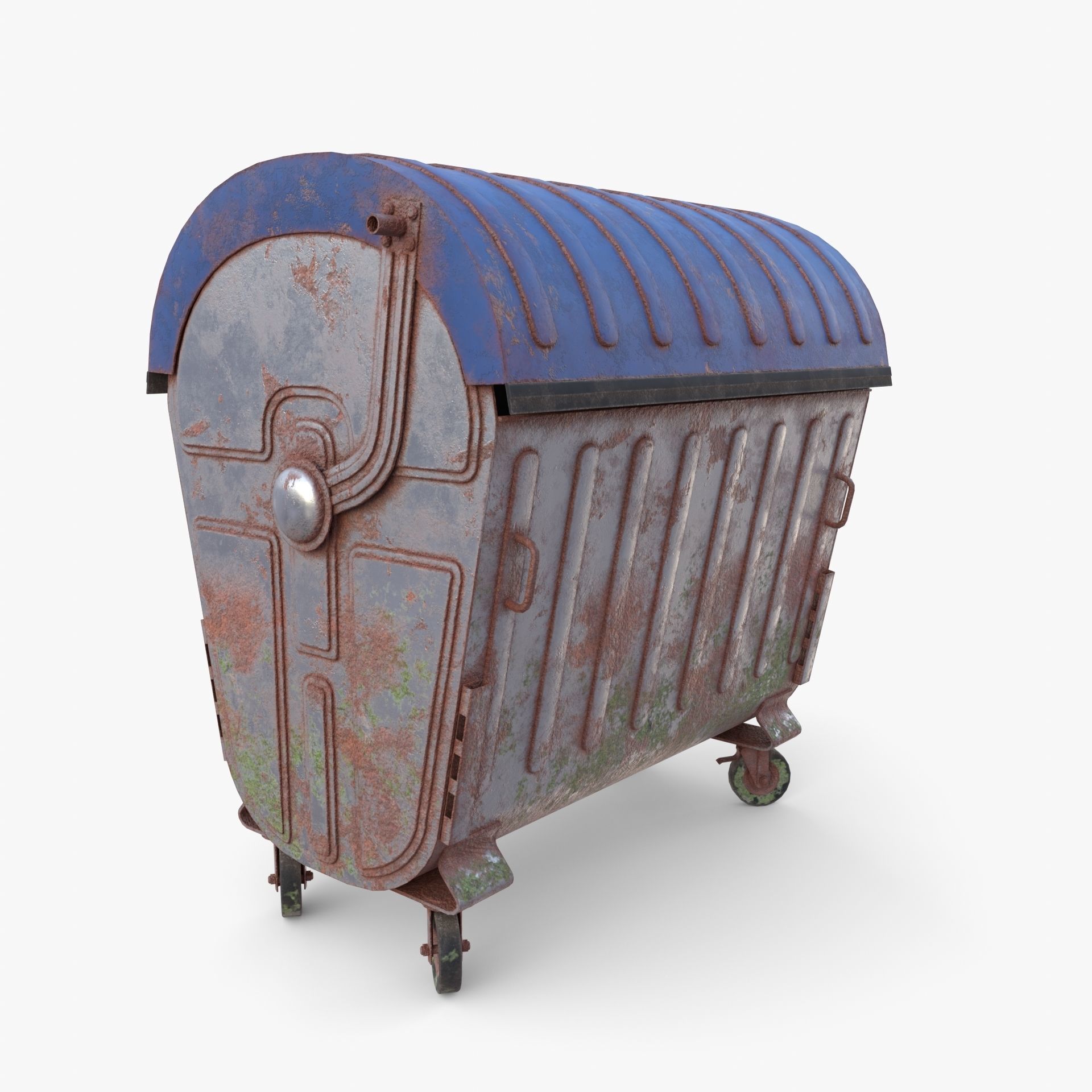 Dumpster v6 weathered Low-poly 3D model_4