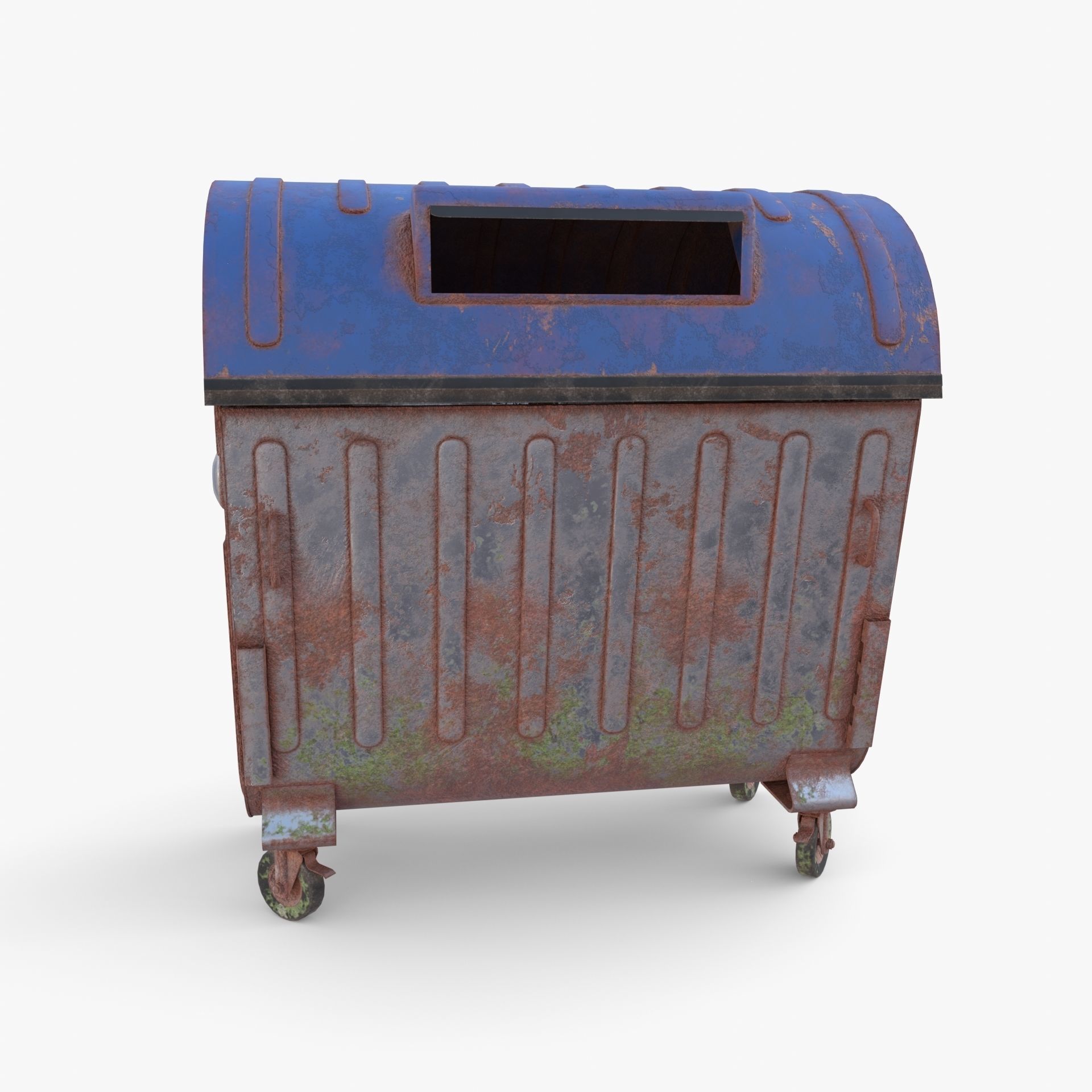 Dumpster v6 weathered Low-poly 3D model_9