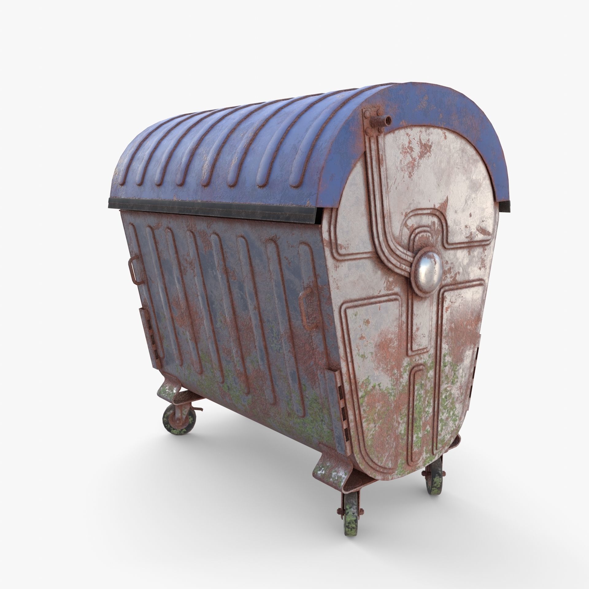 Dumpster v6 weathered Low-poly 3D model_6