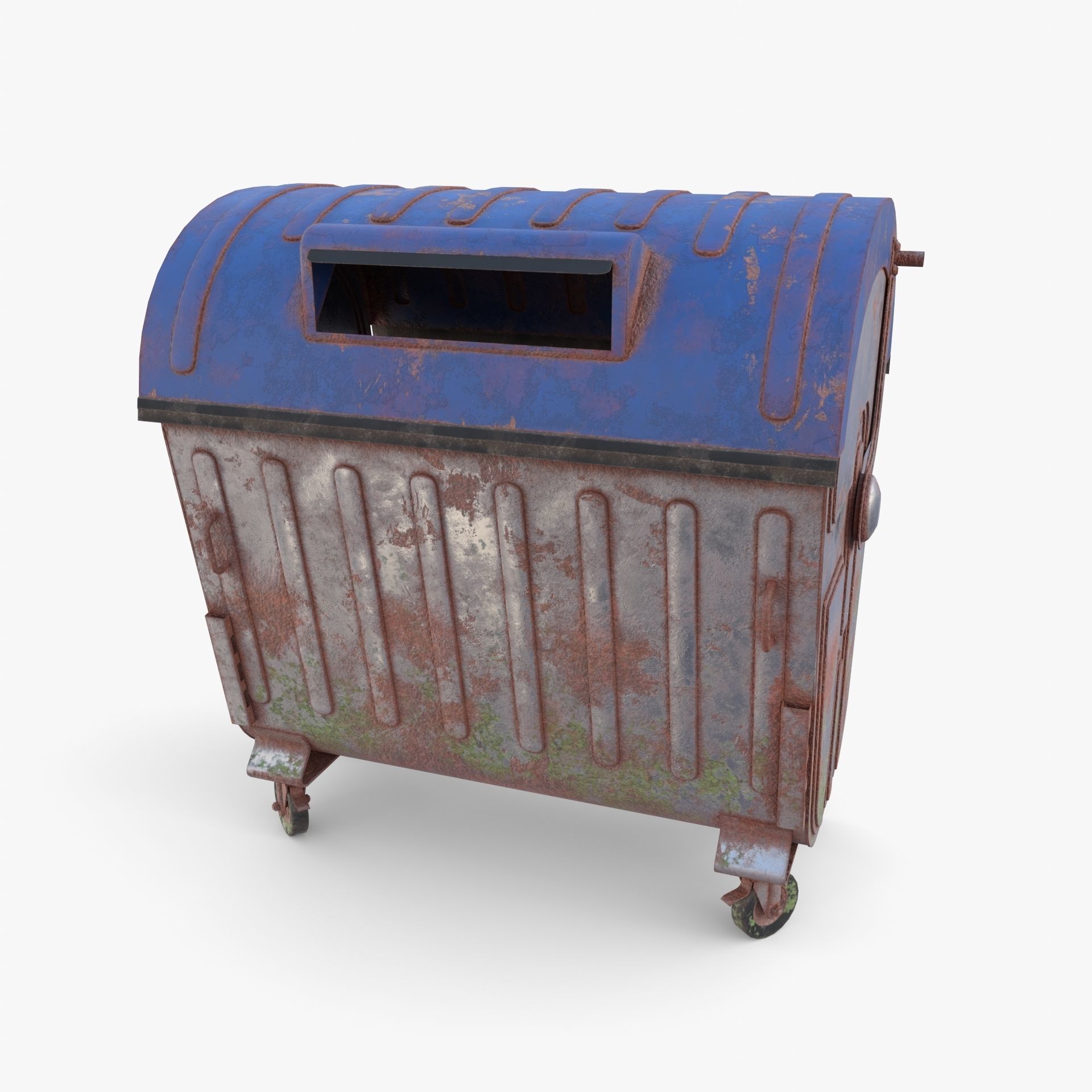 Dumpster v6 weathered Low-poly 3D model_10