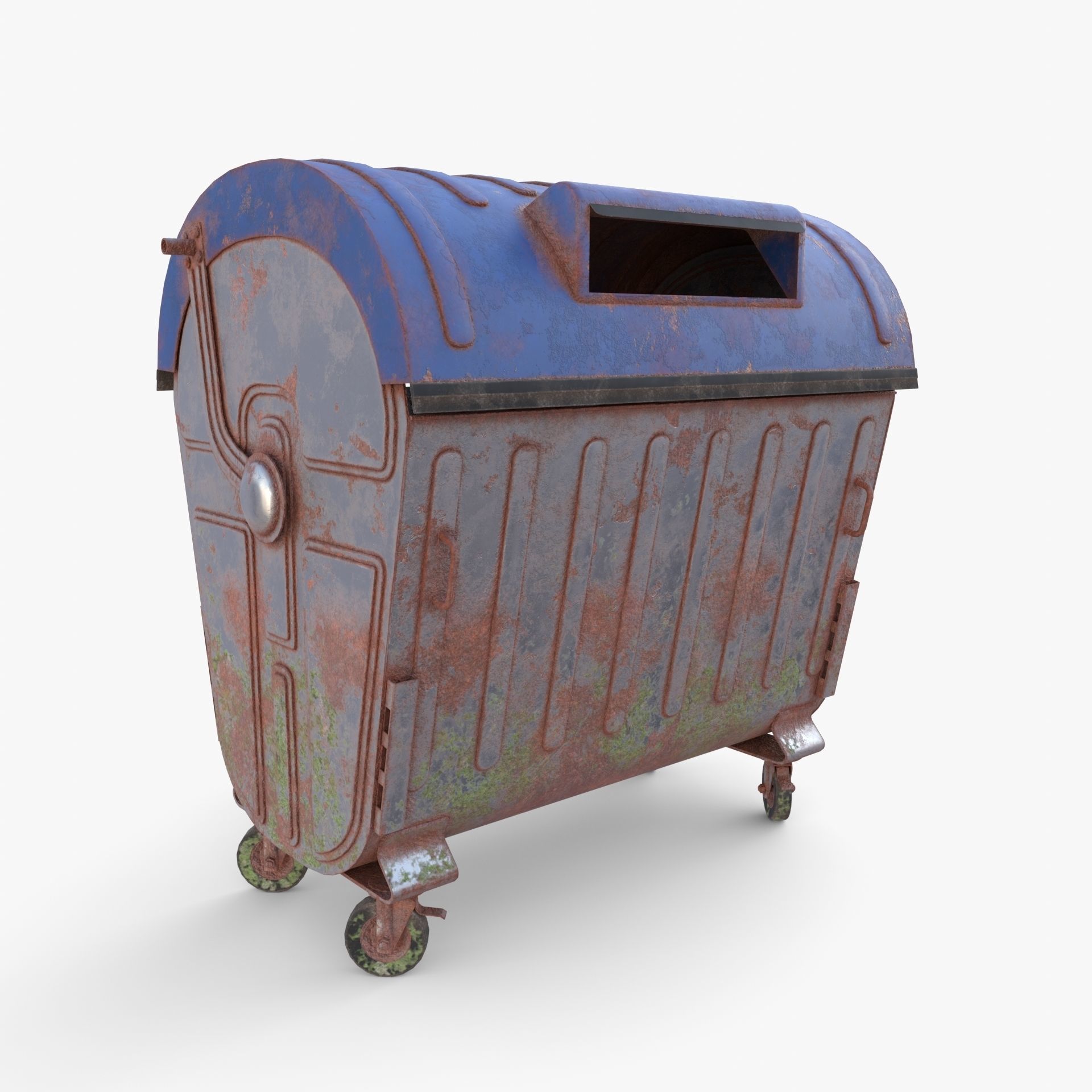 Dumpster v6 weathered Low-poly 3D model_8