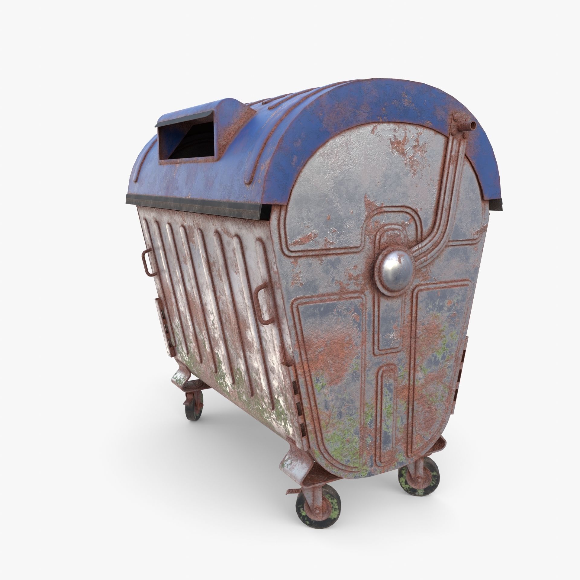 Dumpster v6 weathered Low-poly 3D model_1