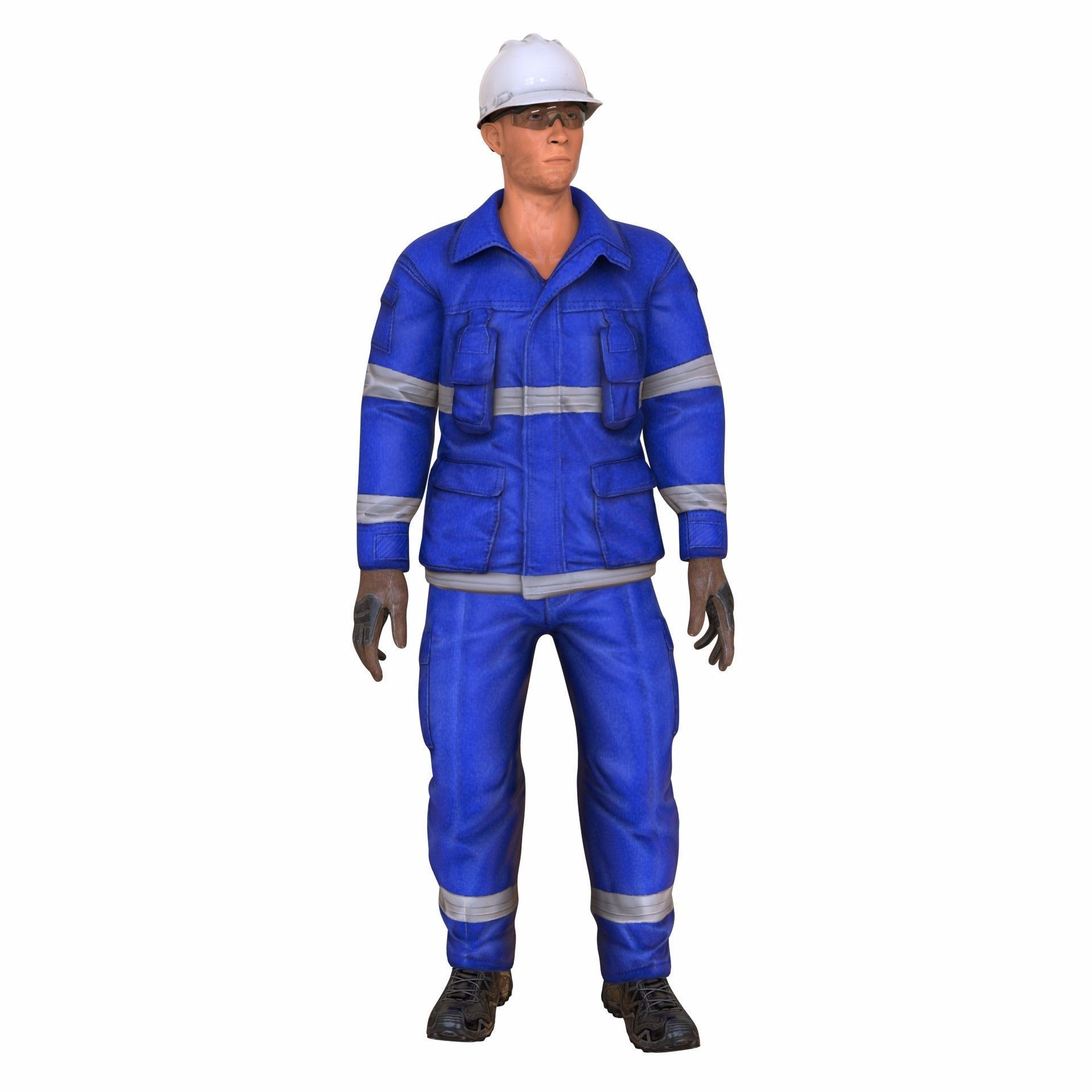 Factory Worker Character RIGGED ANIMATED Low-poly 3D model_2