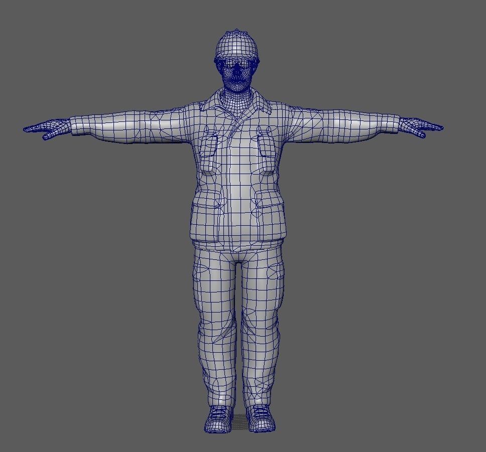 Factory Worker Character RIGGED ANIMATED Low-poly 3D model_10