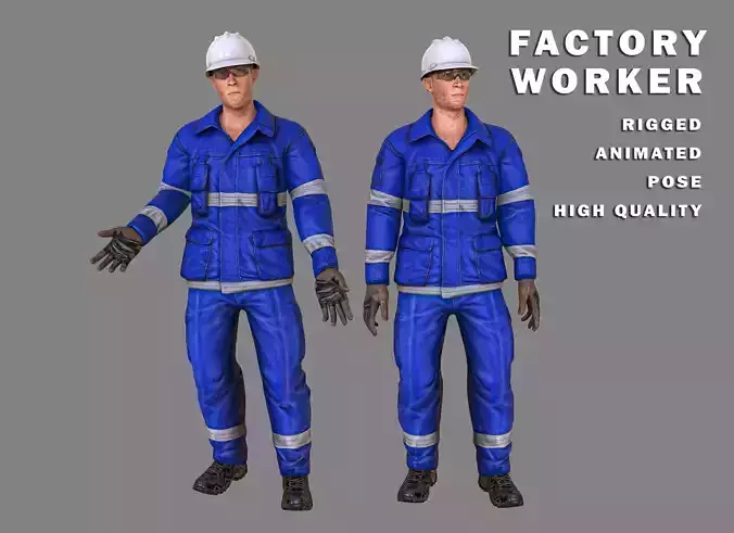 Factory Worker Character RIGGED ANIMATED