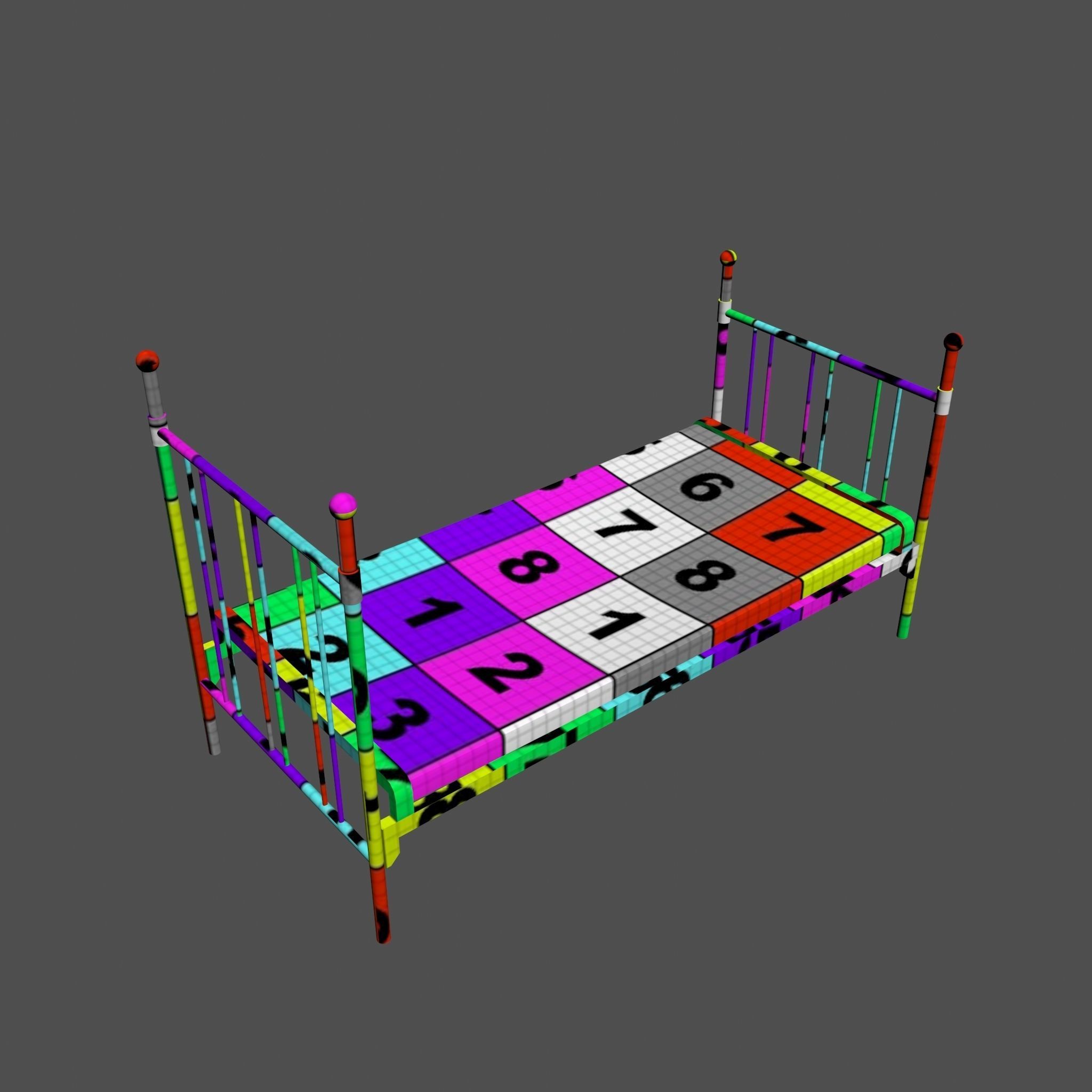 Metal Bed Frame 3D model_10