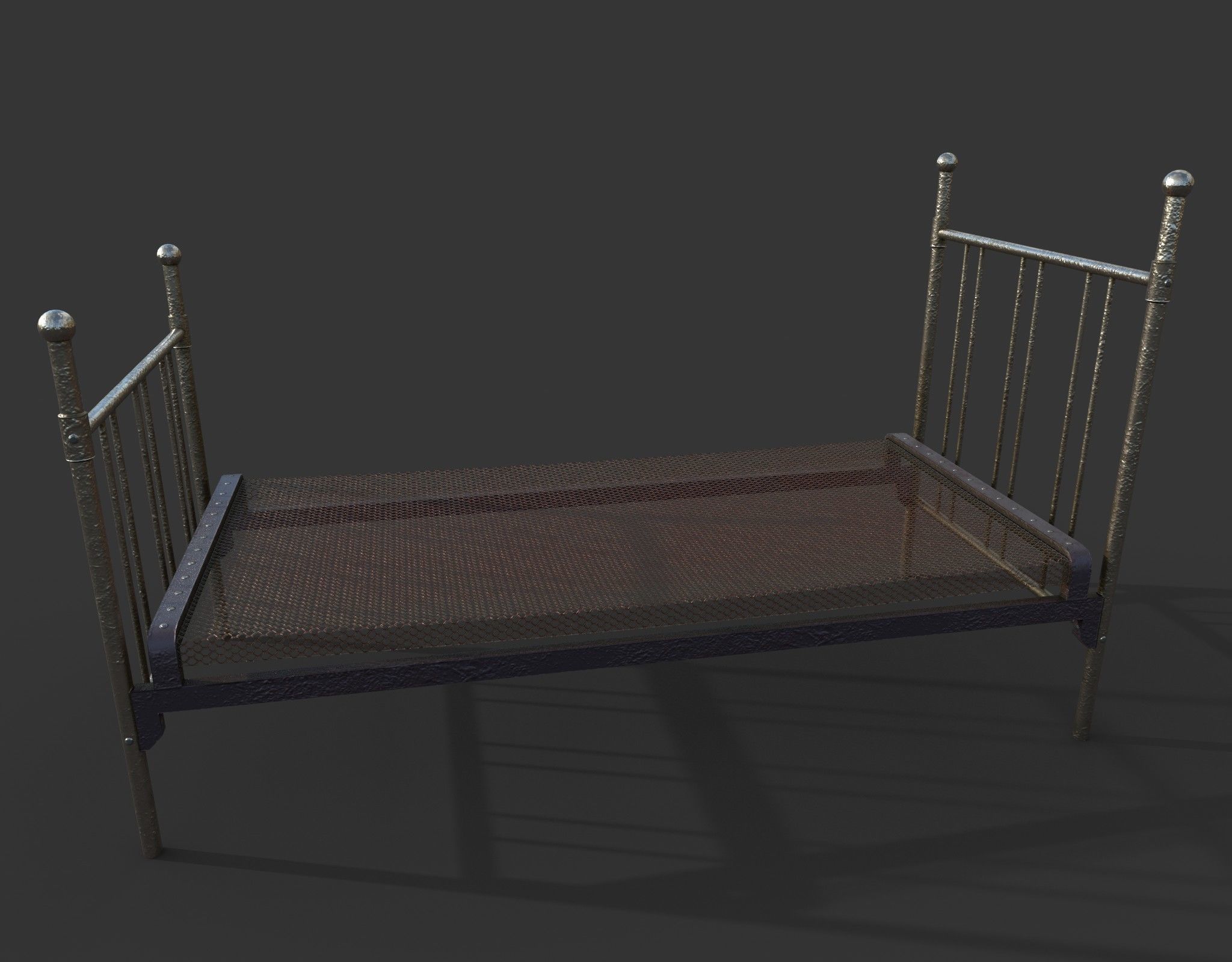 Metal Bed Frame 3D model_3