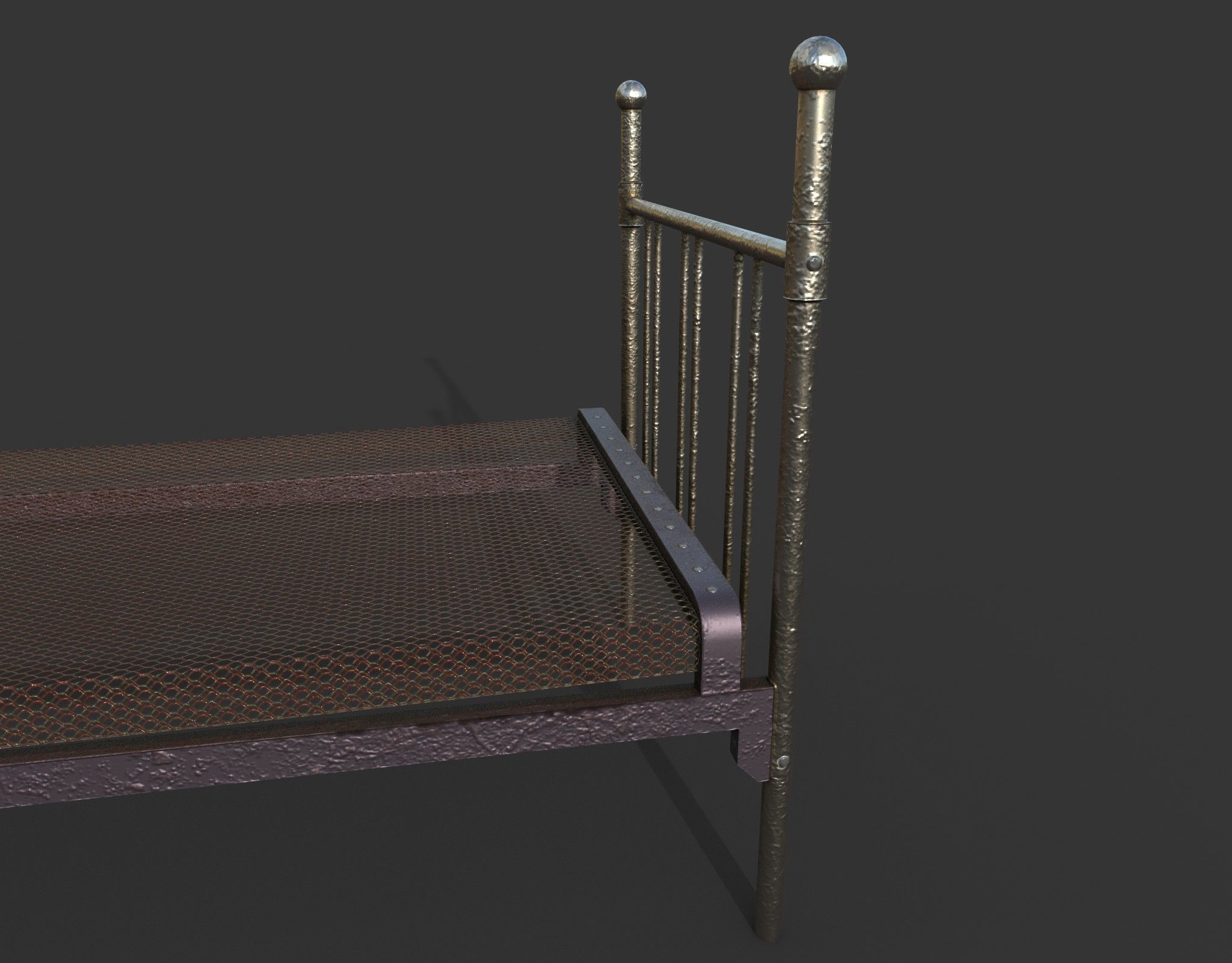 Metal Bed Frame 3D model_7