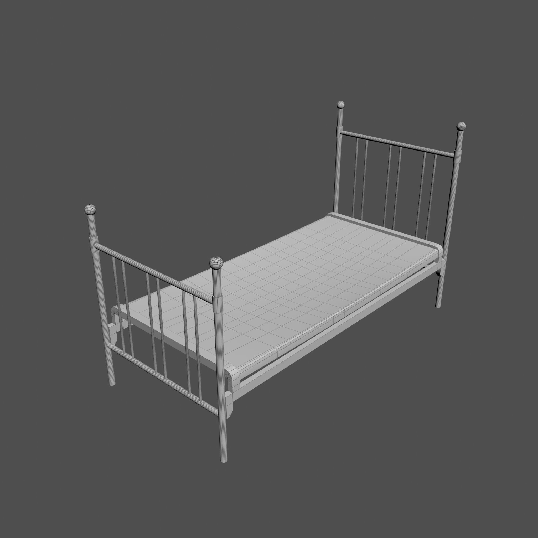 Metal Bed Frame 3D model_11