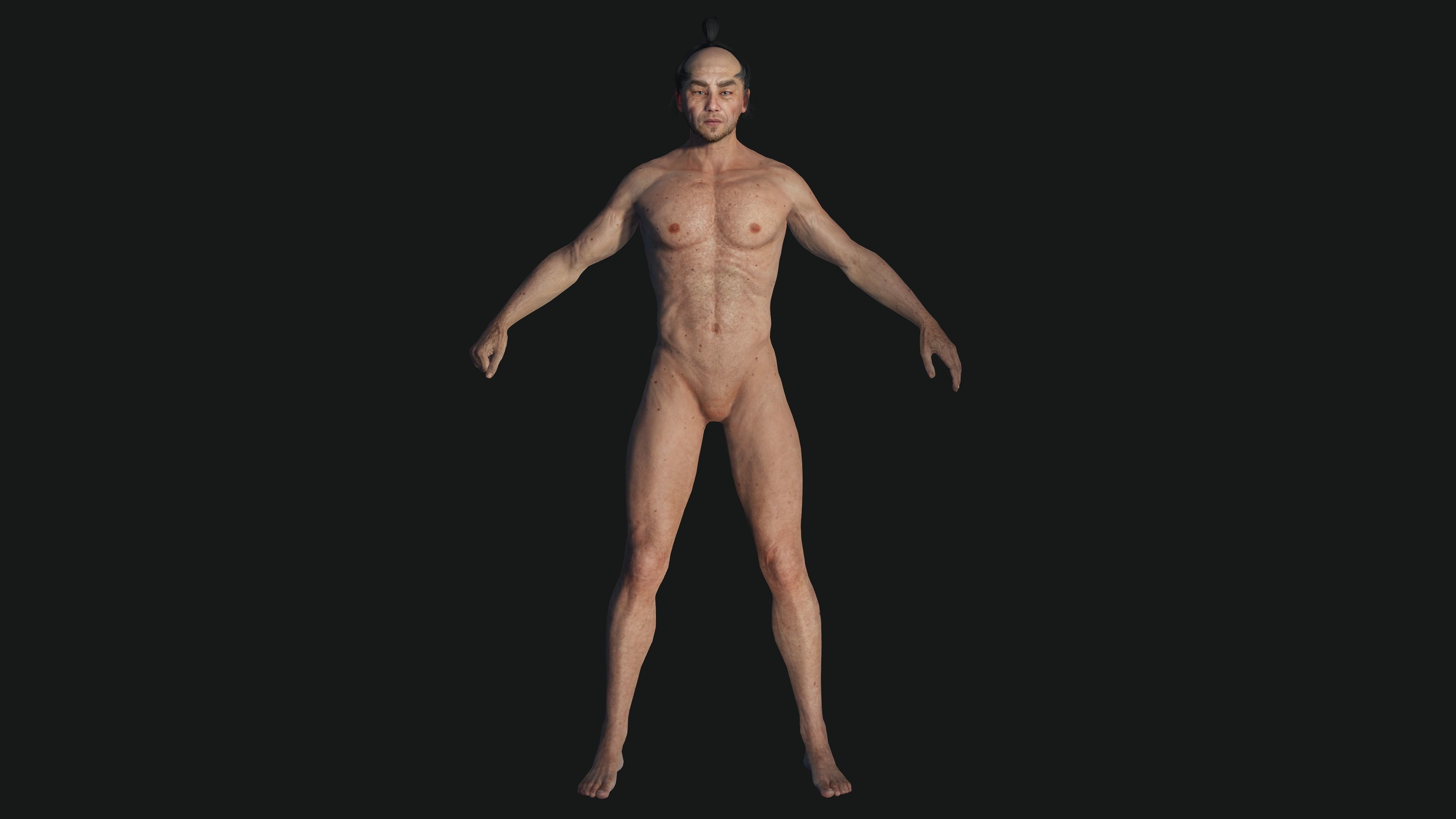3D REALISTIC MALE CHARACTER - OLD JAPANESE KNIGHT 01 - Asian Low-poly 3D model_18