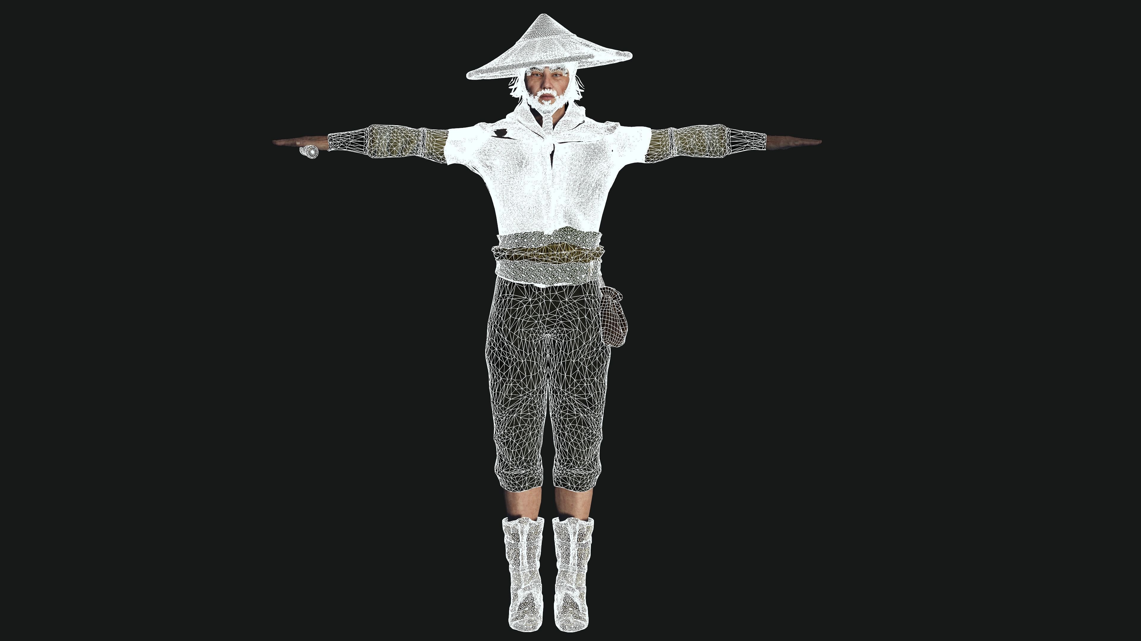 3D REALISTIC MALE CHARACTER - OLD JAPANESE KNIGHT 01 - Asian Low-poly 3D model_24