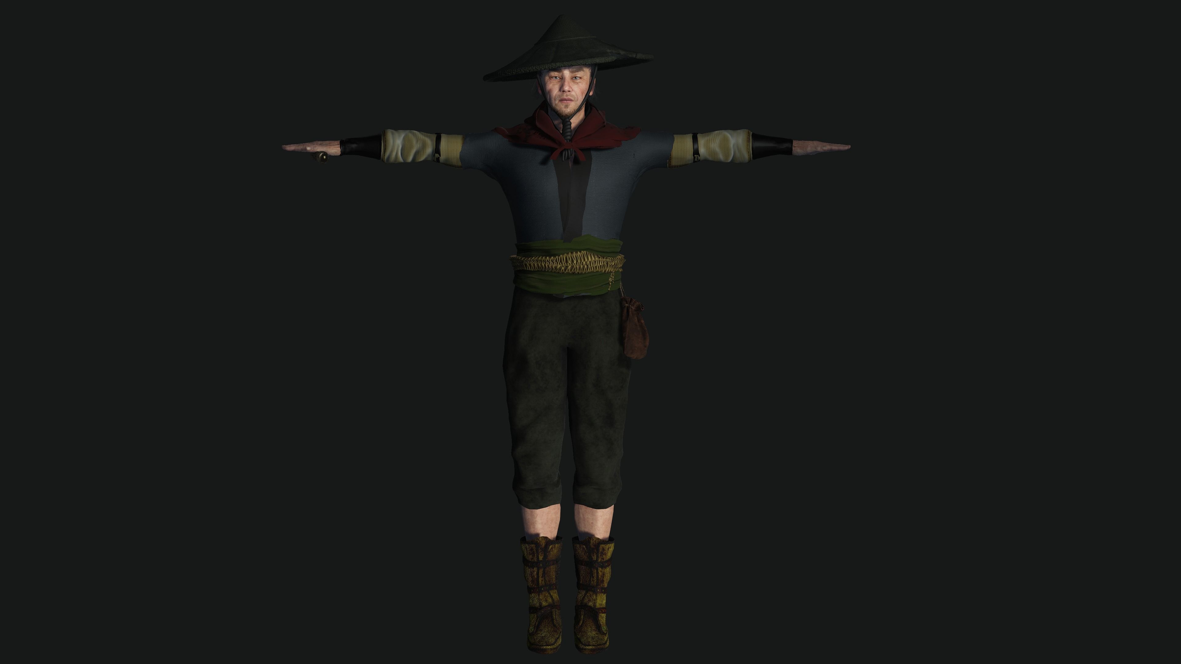 3D REALISTIC MALE CHARACTER - OLD JAPANESE KNIGHT 01 - Asian Low-poly 3D model_23
